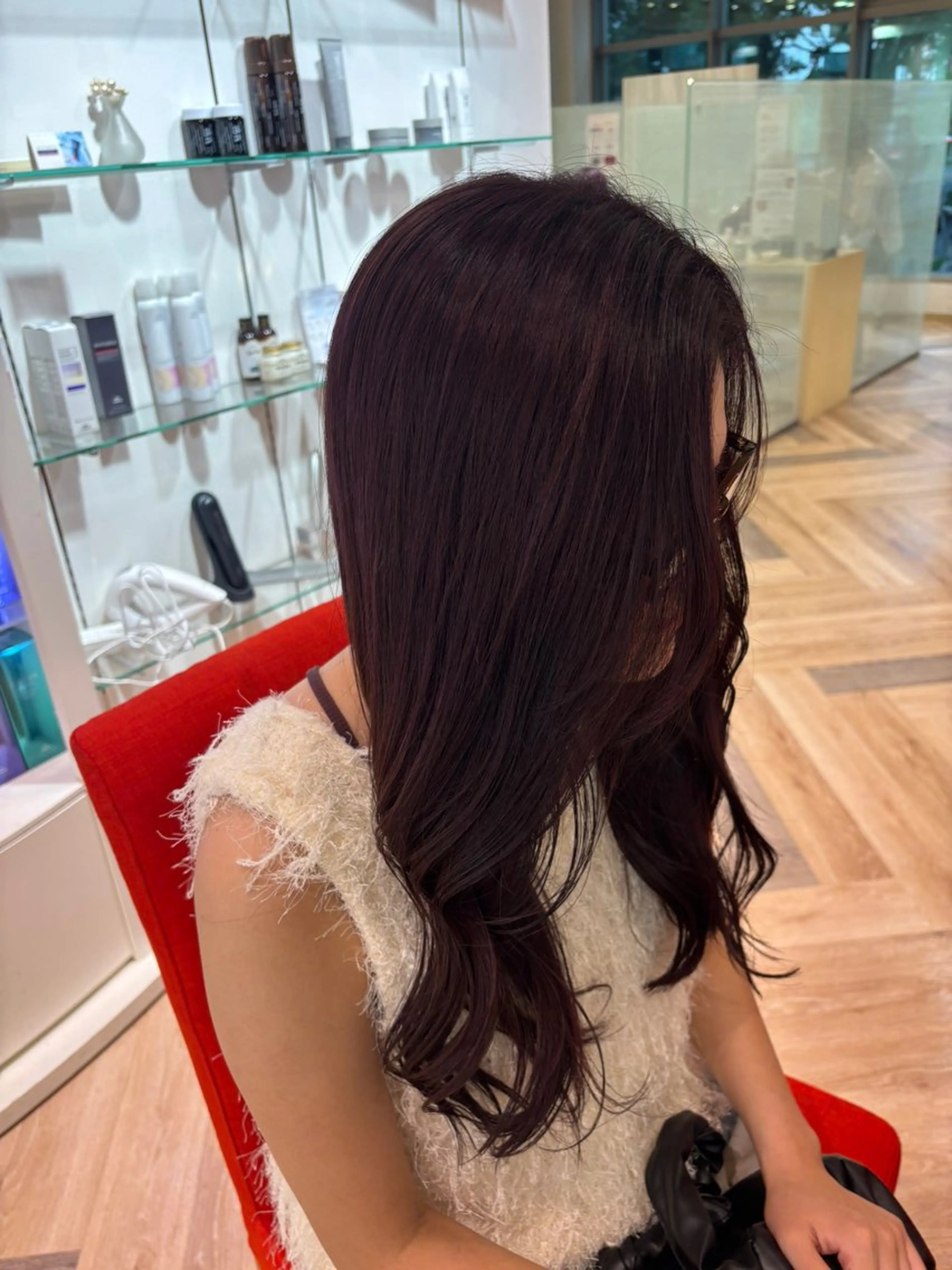 ロング カラー ブラウンカラー ピンクカラー ピンクブラウン カット ヘアカラー ゆい/パーマ/レイヤ ー/似合わせカラーのヘアスタイル