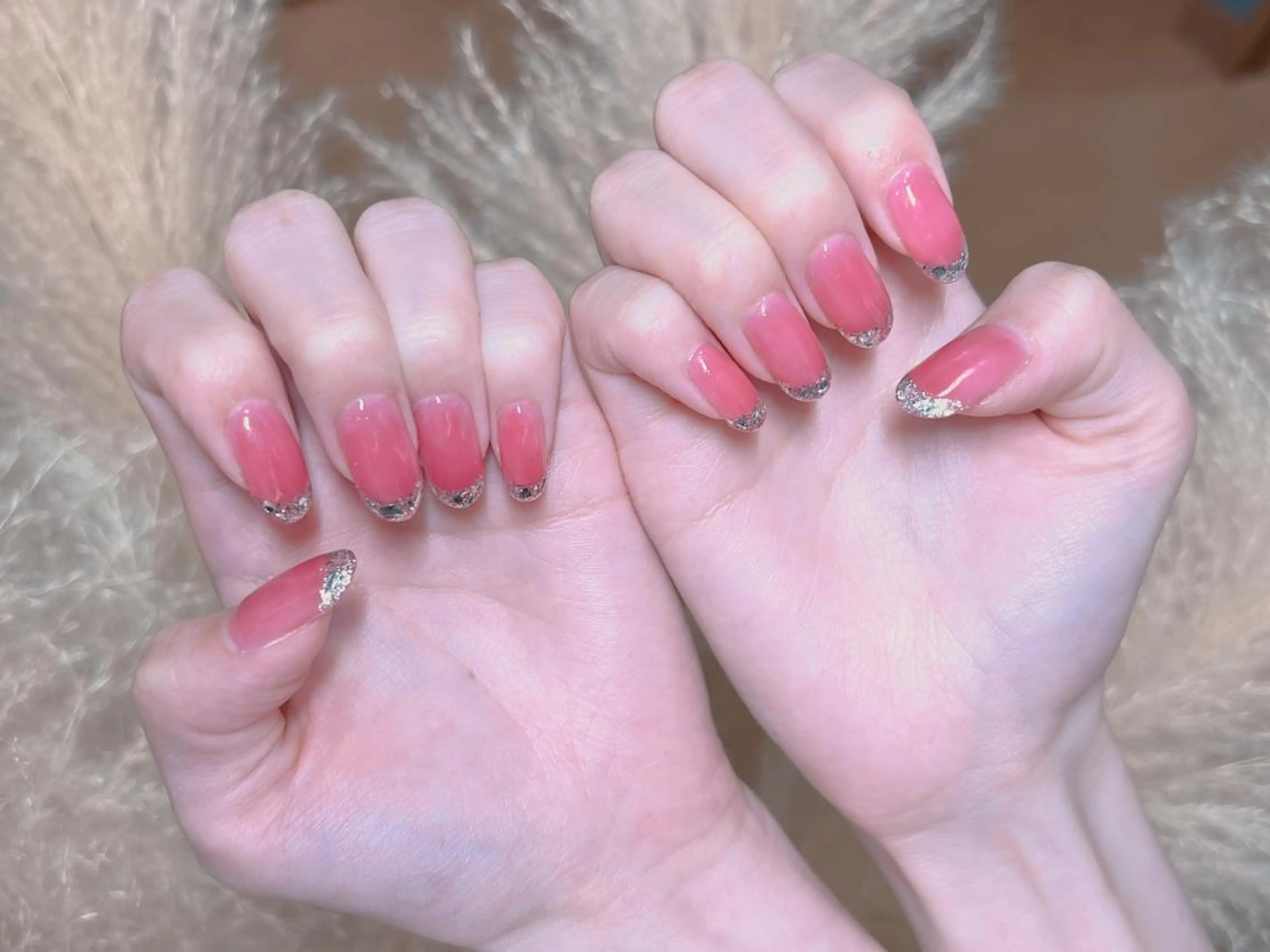 ネイル フレンチネイル ガラスフレンチ ハンドネイル lucky nail 歌舞伎町のネイルデザイン