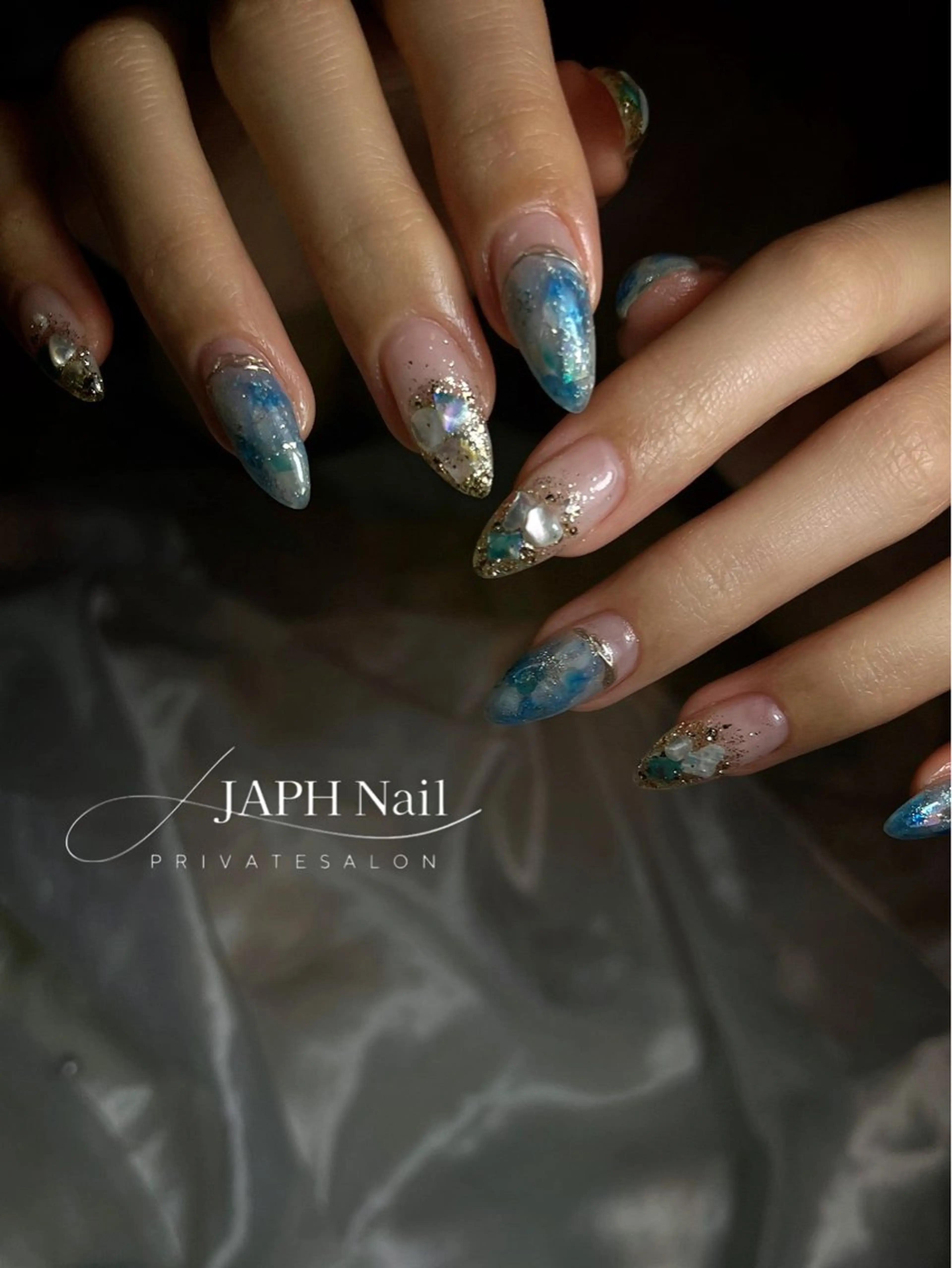 ネイル フラッシュネイル フレンチネイル ロングネイル マグネットネイル 持ち込み NailSalon /JAPHのネイルデザイン