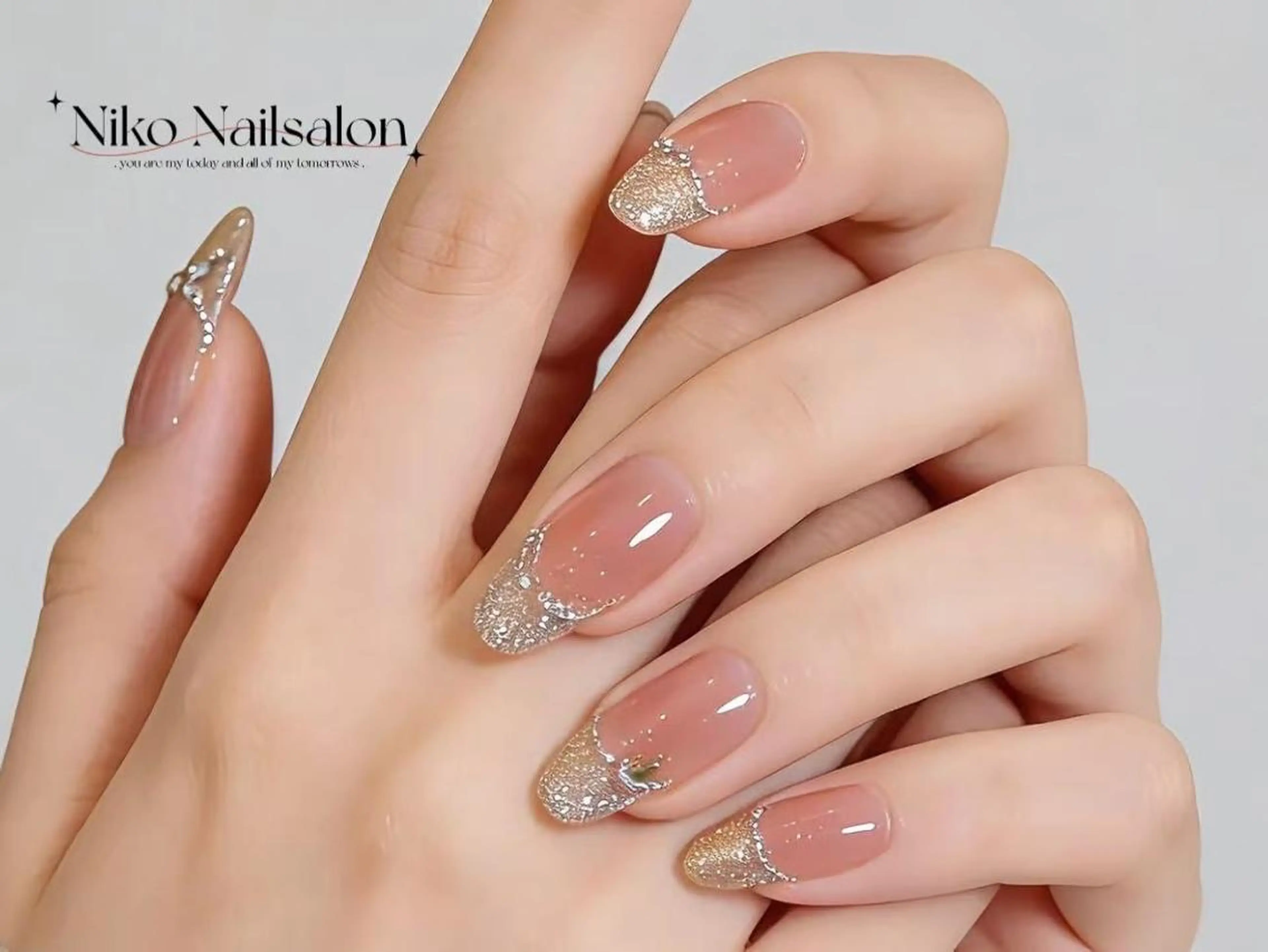 ネイル 長さ出し フットネイル フレンチネイル ジェルネイル ガラスフレンチ サカモト リナのネイルデザイン