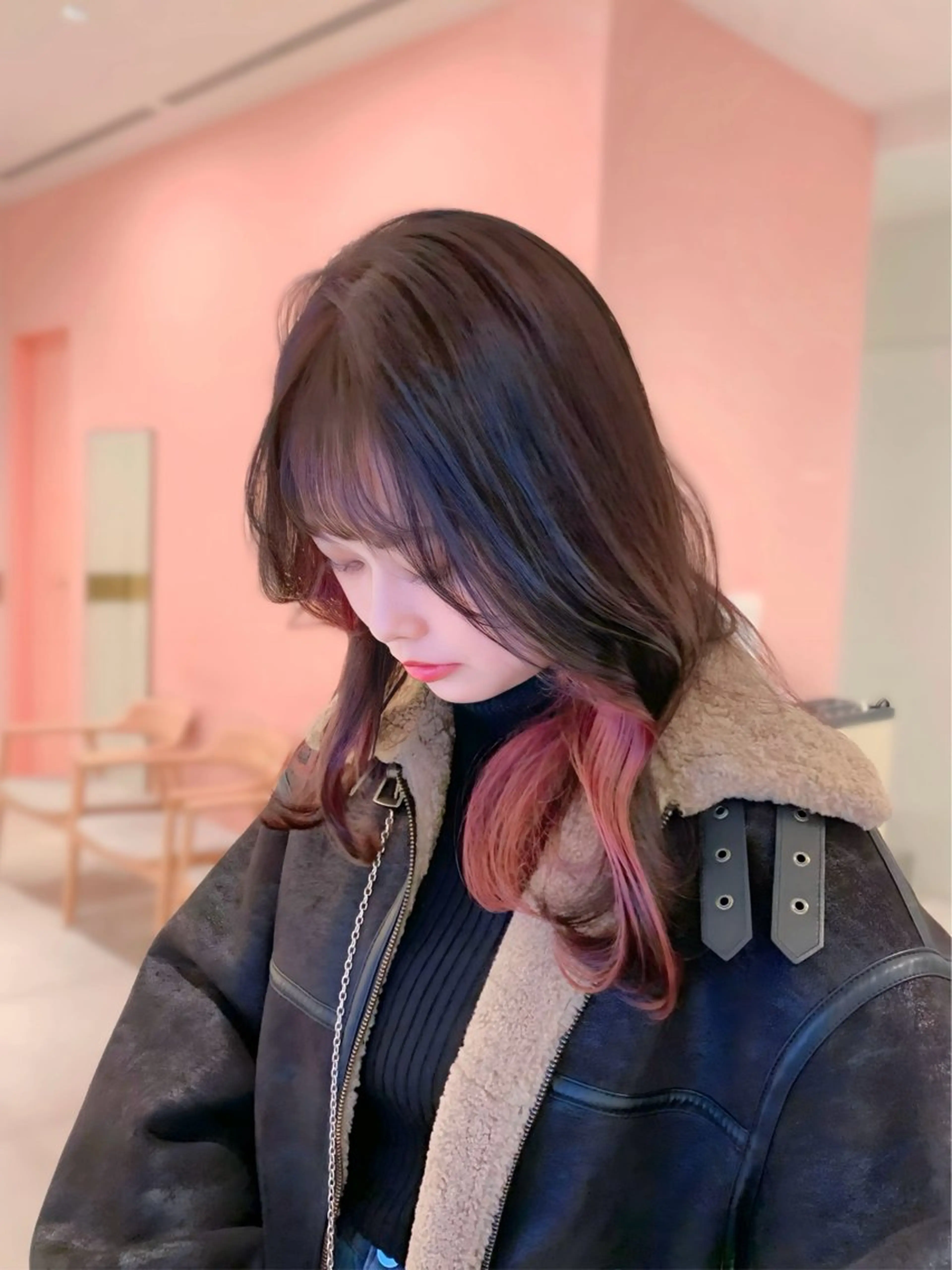 セミロング カラー カット ヘアカラー トリートメント ヘッドスパ ヘアセット 韓国ヘア/レイヤー/ 顔まわり/りょーとのヘアスタイル