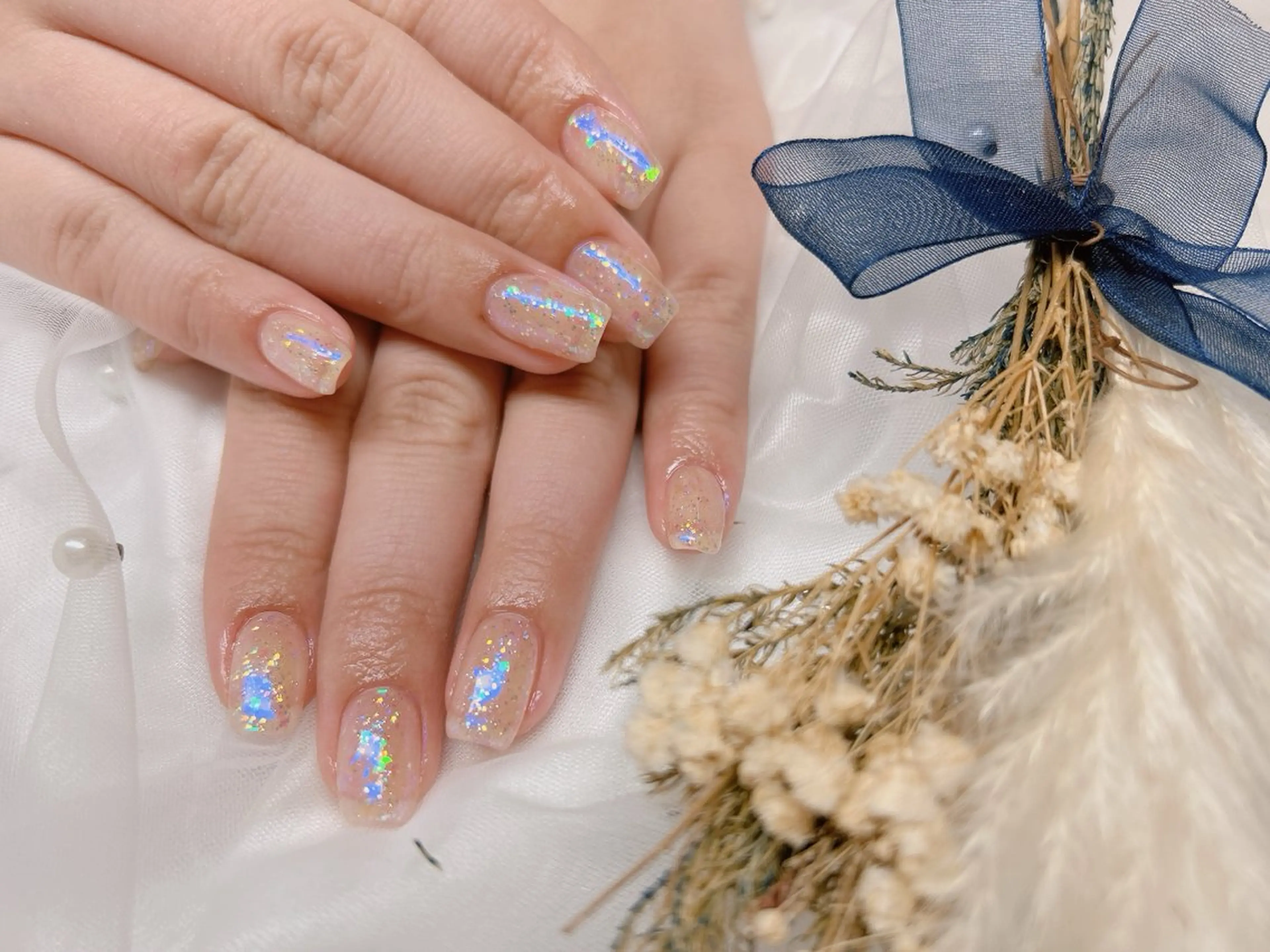 ネイル ブルー ミラーネイル ワンカラーネイル junna のぞいてねのネイルデザイン