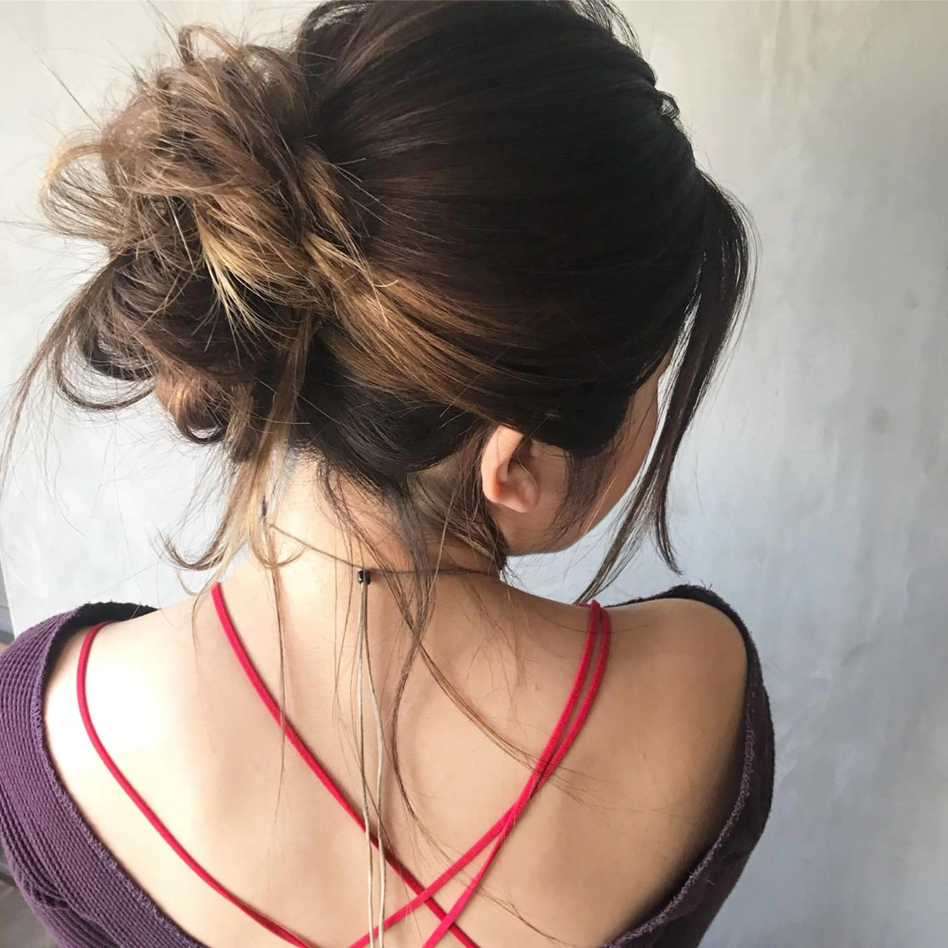 ミディアム ヘアアレンジ お団子ヘア ヘアセット Aloa透明感ヘア ♡kanami♡のヘアスタイル