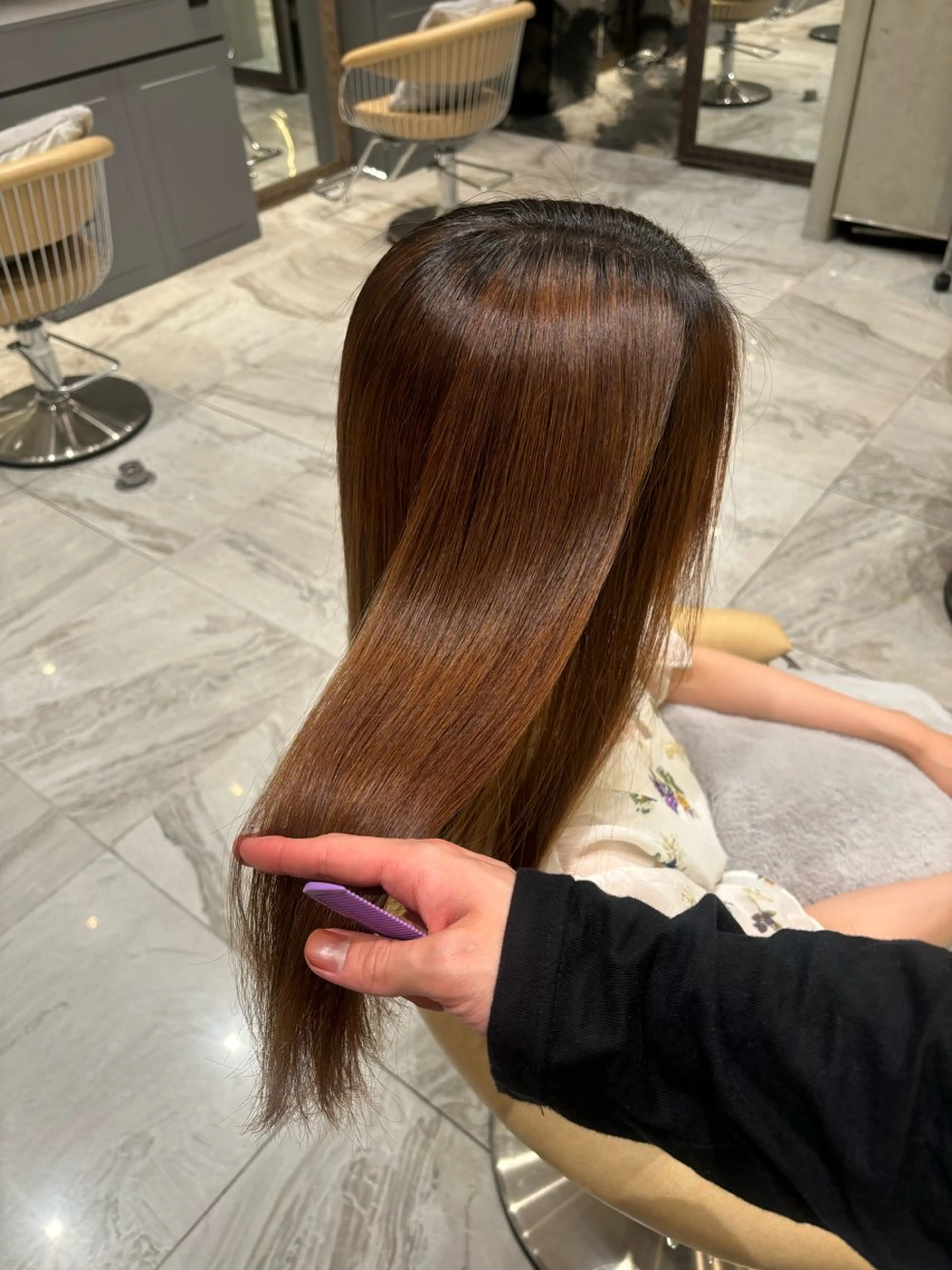 ロング 縮毛矯正 透明感カラー/艶髪 髪質改善/ayariのヘアスタイル