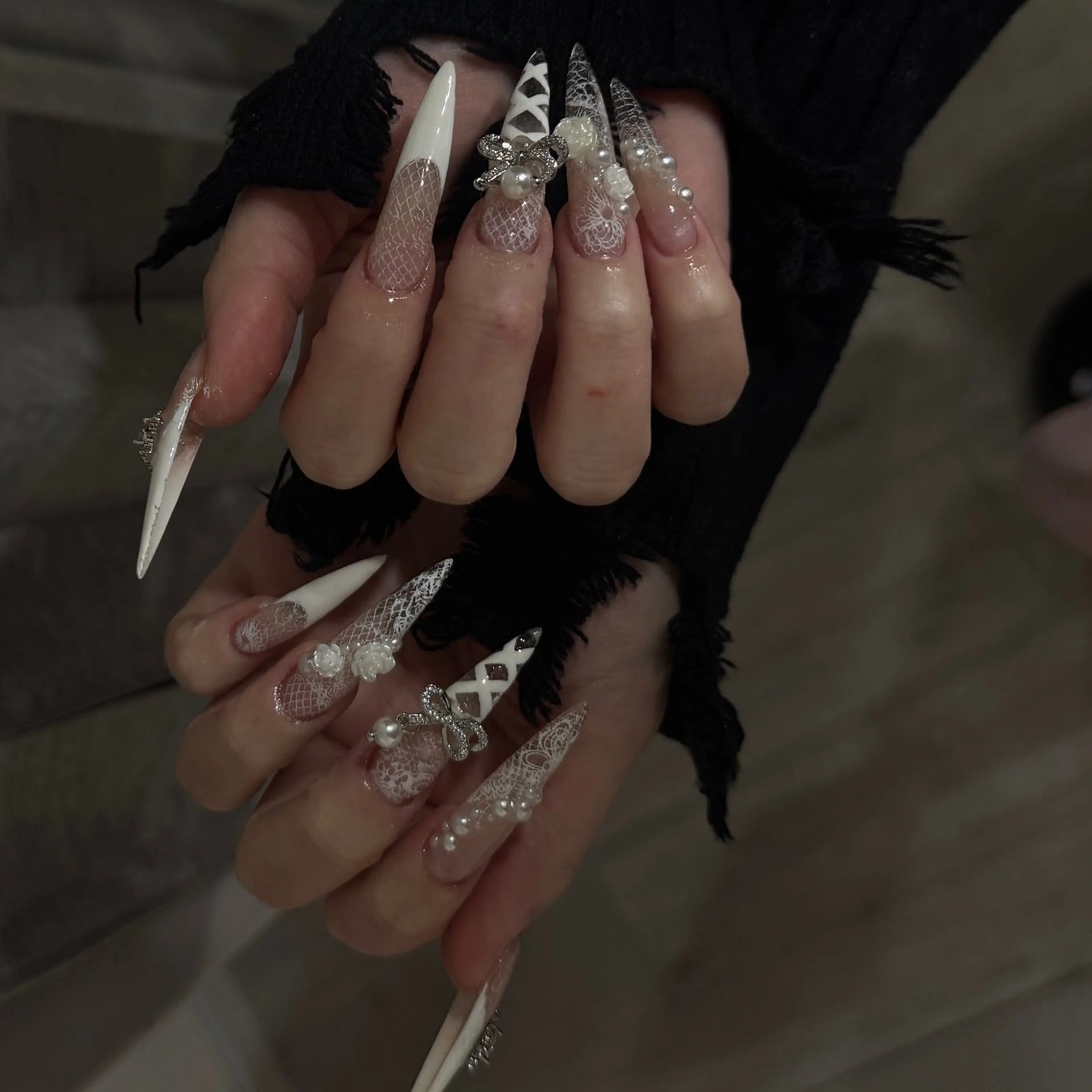 ネイル ハンドネイル ハンドケア hami🎀うかん 🎀チップ長さ出しのネイルデザイン