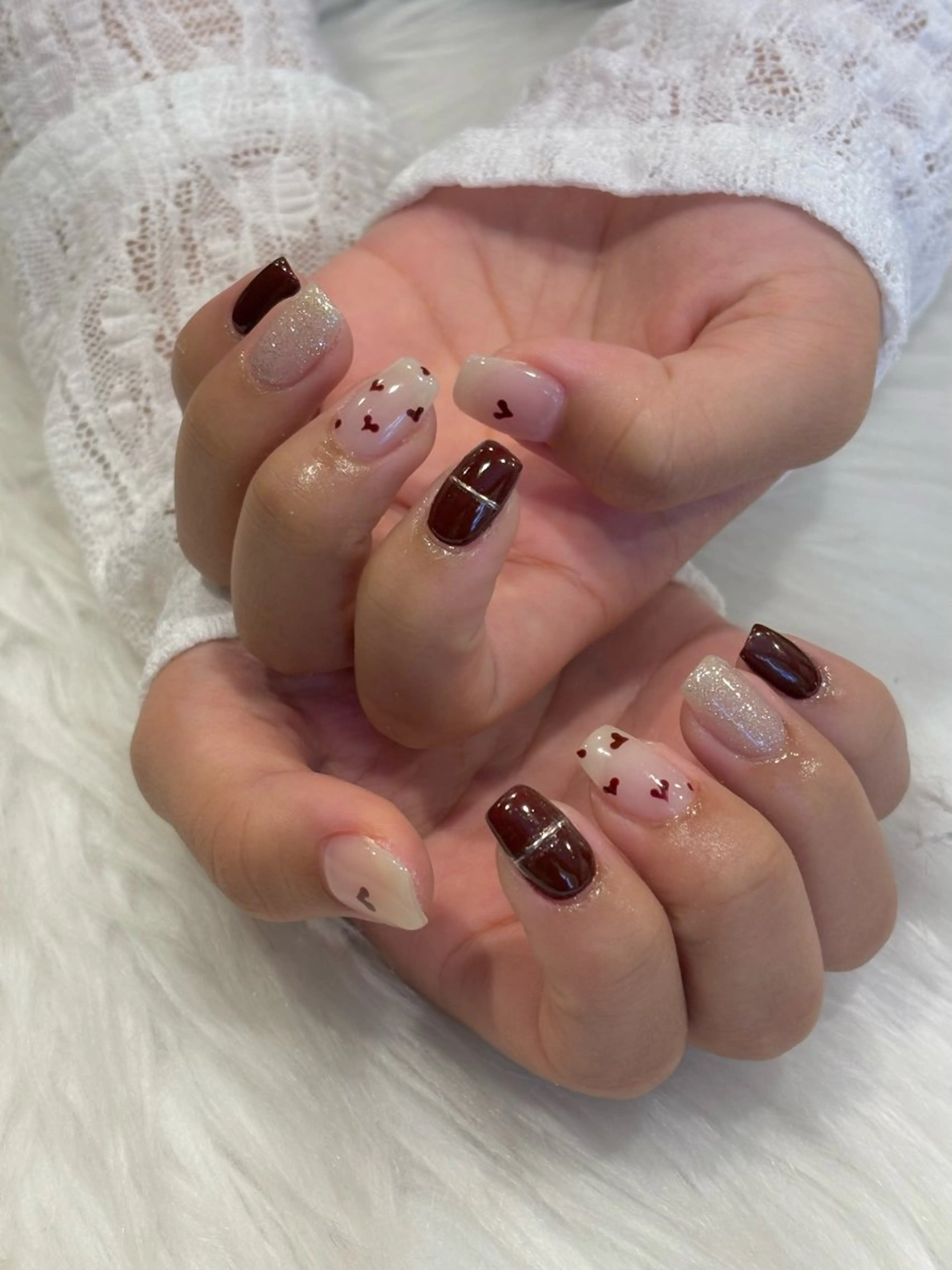 ネイル ハート ハンドネイル Nobady_ Kotonoのネイルデザイン