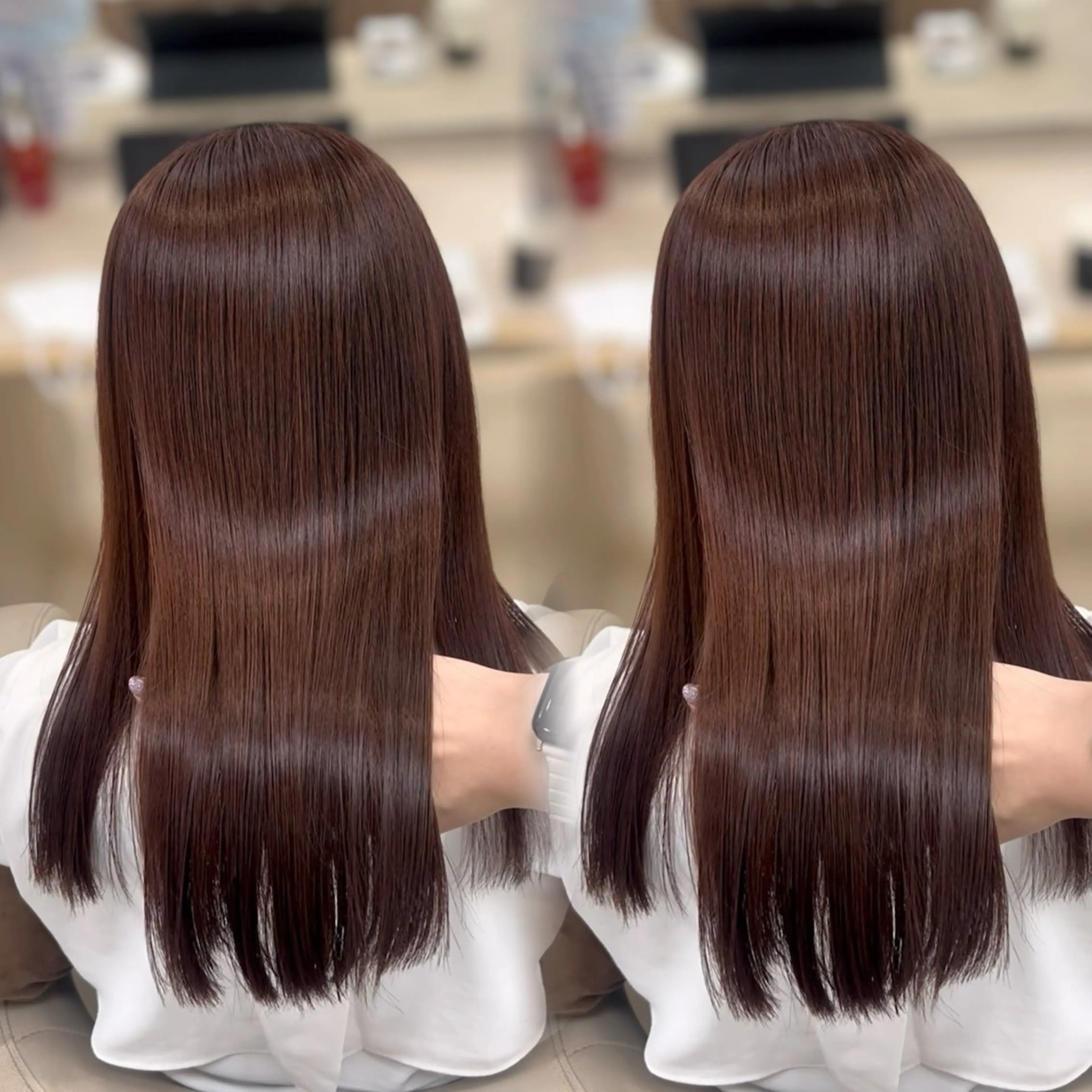 ロング カラー 学生 カット ヘアカラー ベージュ/艶髪/ レイヤー／ゆいなのヘアスタイル