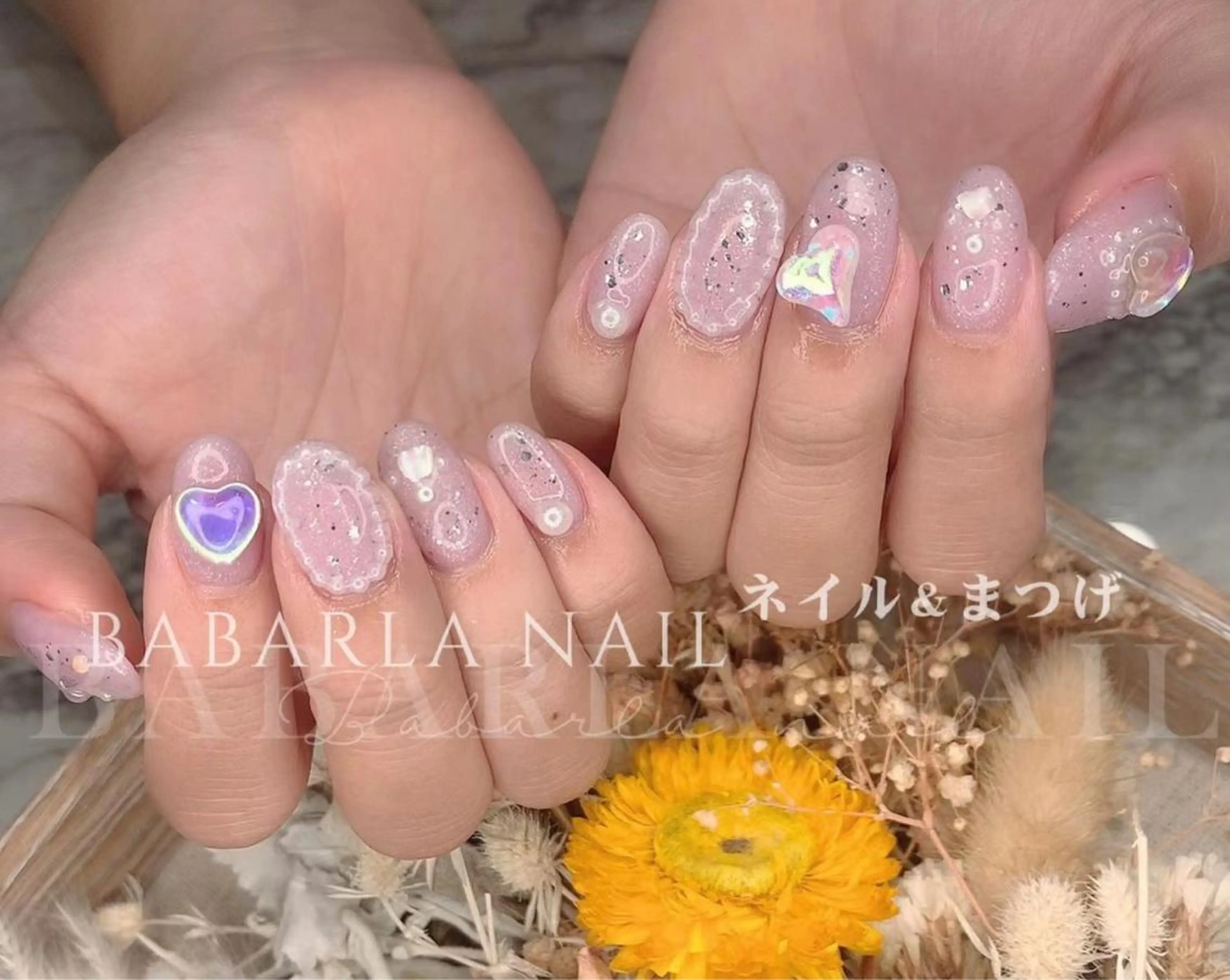 ネイル ハート キラキラネイル ラメ(グリッター) Babarla nailのネイルデザイン