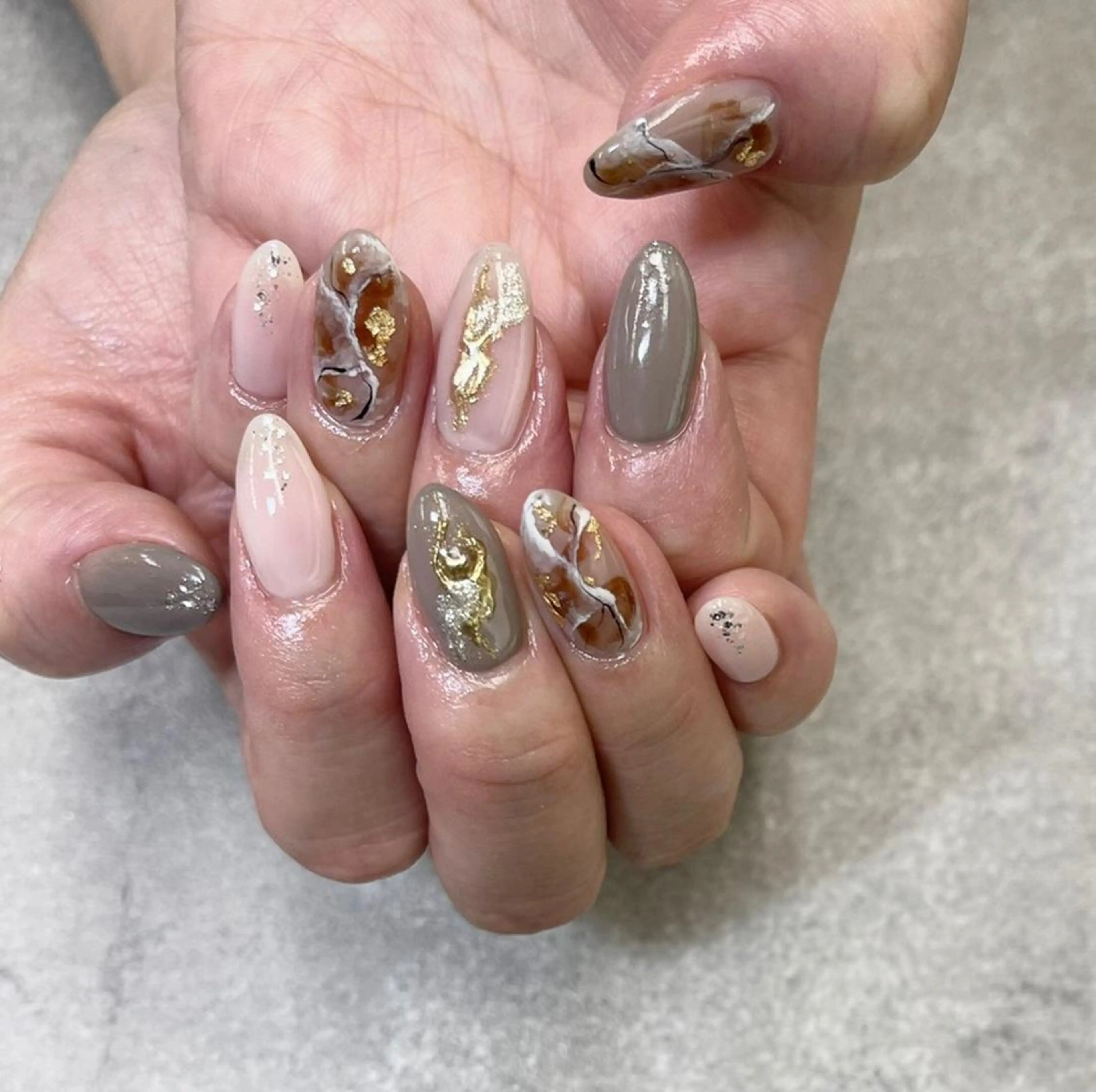 ネイル 大理石ネイル(マーブル) ミラーネイル ハンドネイル ハンドケア FASTNAIL PLUS 新宿店のネイルデザイン