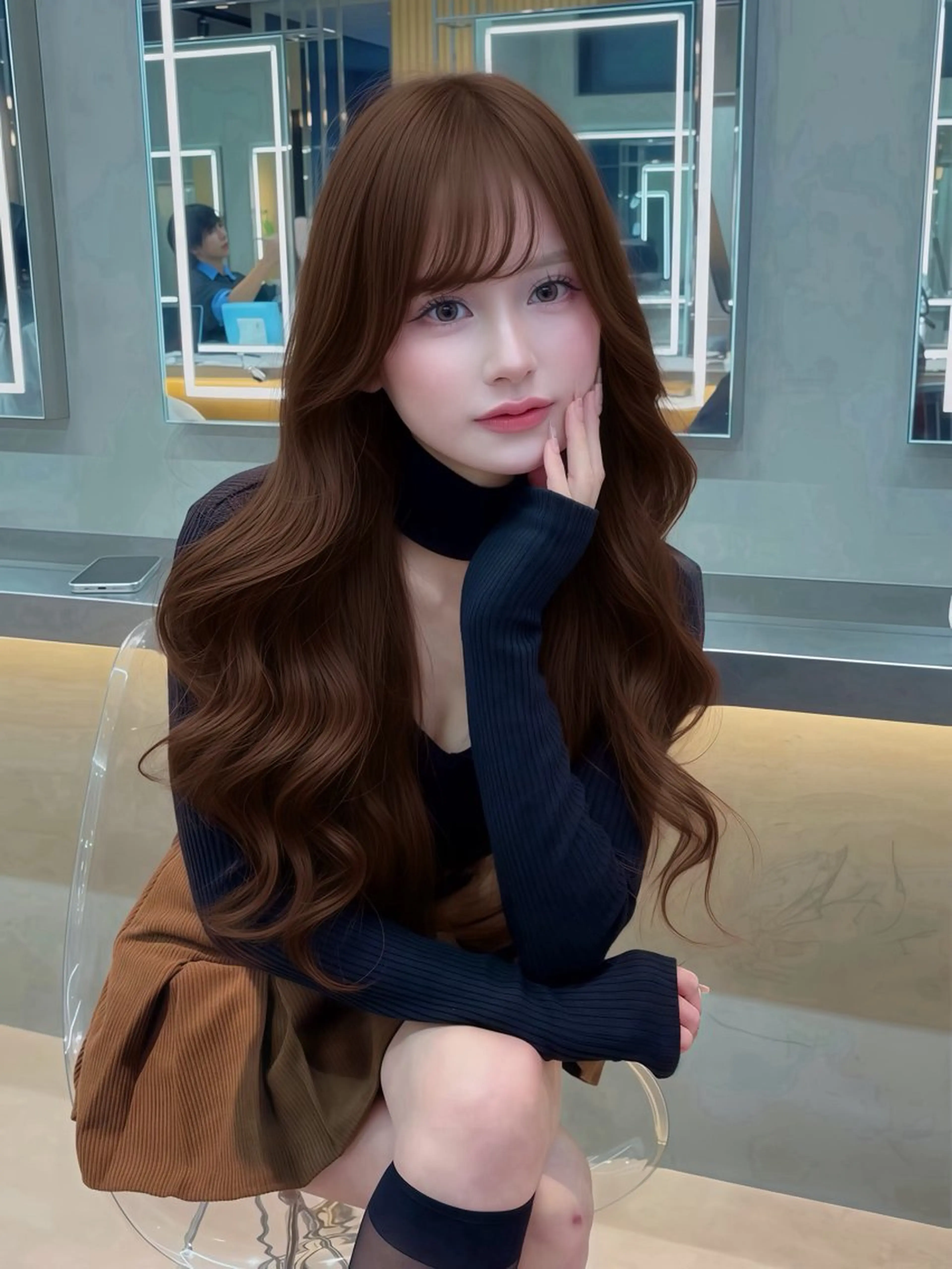 ロング カラー ヘアアレンジ ベージュカラー ブリーチ 透明感カラー ブリーチなしカラー 髪質改善 【博多髪質改善】 吉村　清志のヘアスタイル