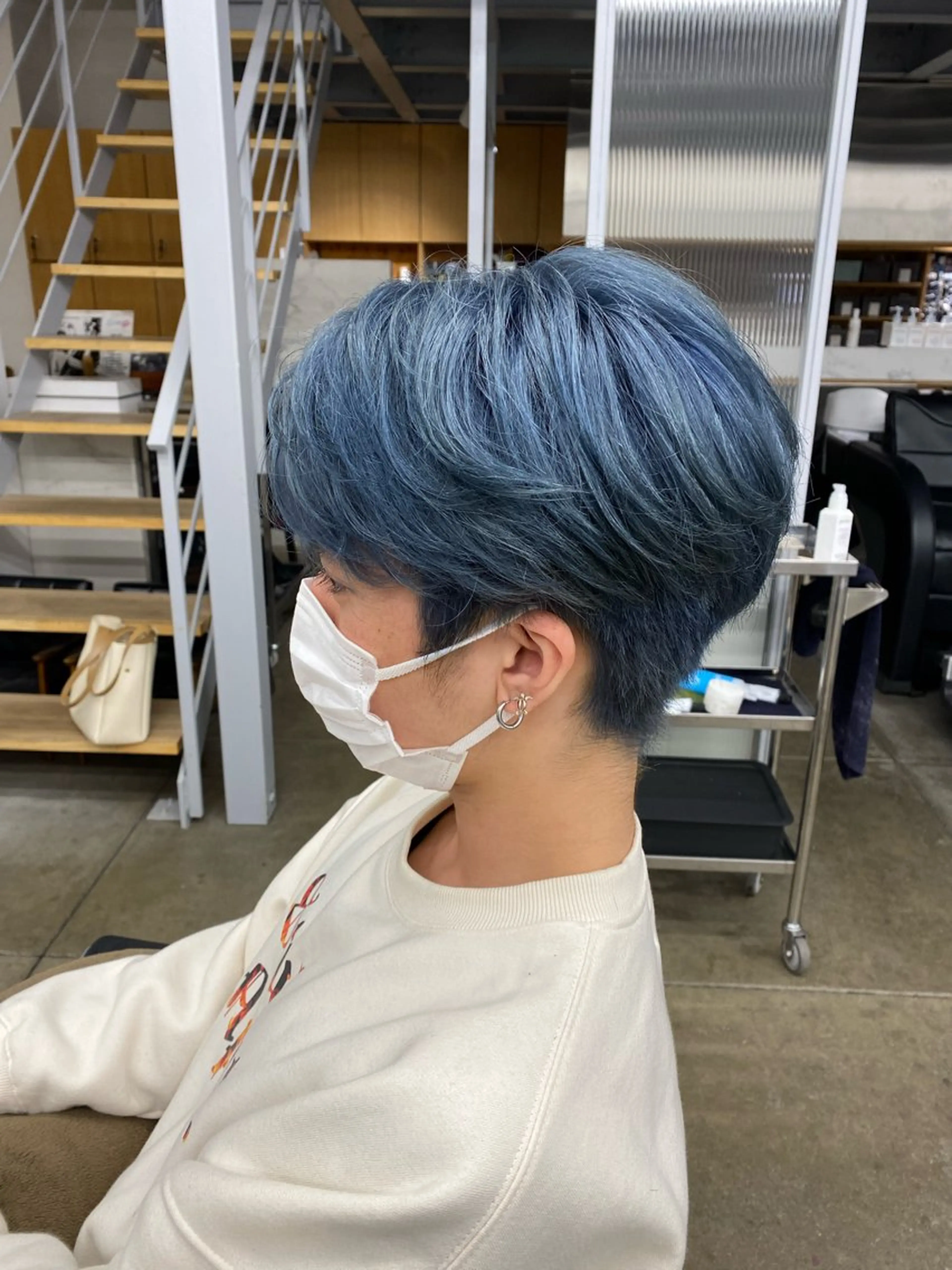 カラー メンズ メンズブリーチ ブリーチ ブルーカラー ground branche 三好本店所属・中村 ひなののヘアスタイル