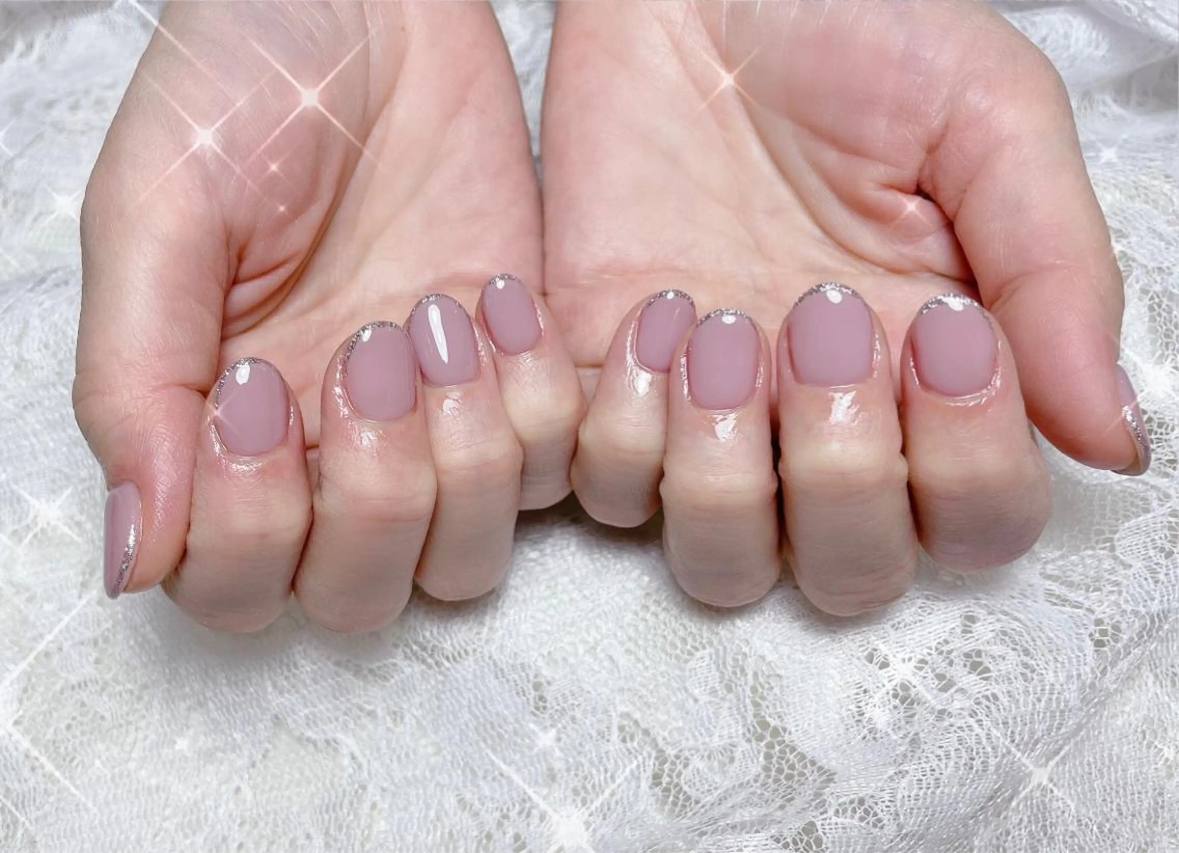 ネイル フレンチネイル ラメ(グリッター) ワンカラーネイル ハンドネイル FLARE NAIL フレアネイルのネイルデザイン