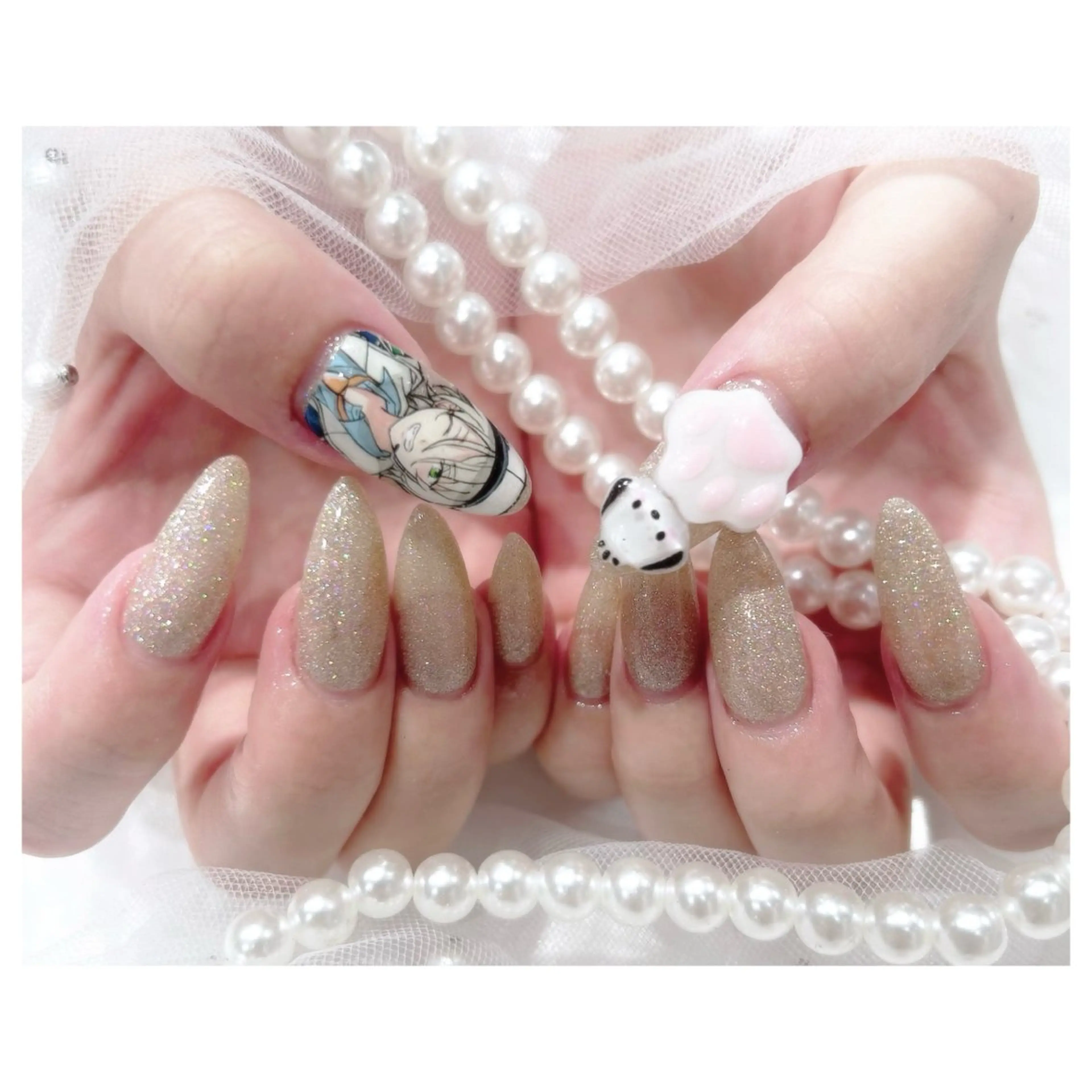 ネイル ロングネイル 持ち込み ハンドネイル nail studio qute所属・Nailist Kitaniのネイルデザイン