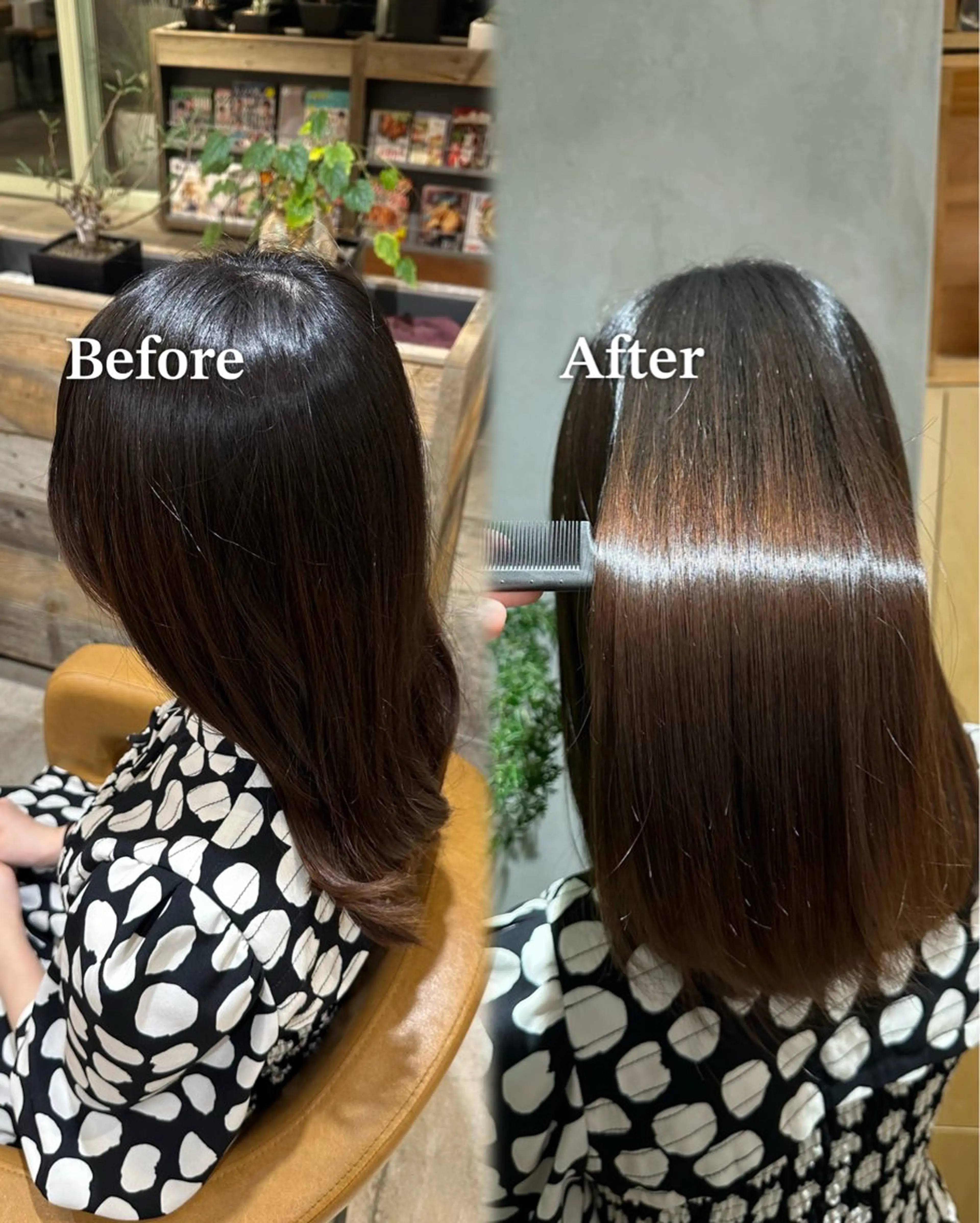 セミロング 縮毛矯正 艶髪カラー/透明感 美髪/白髪/ﾑﾅｶﾀのヘアスタイル