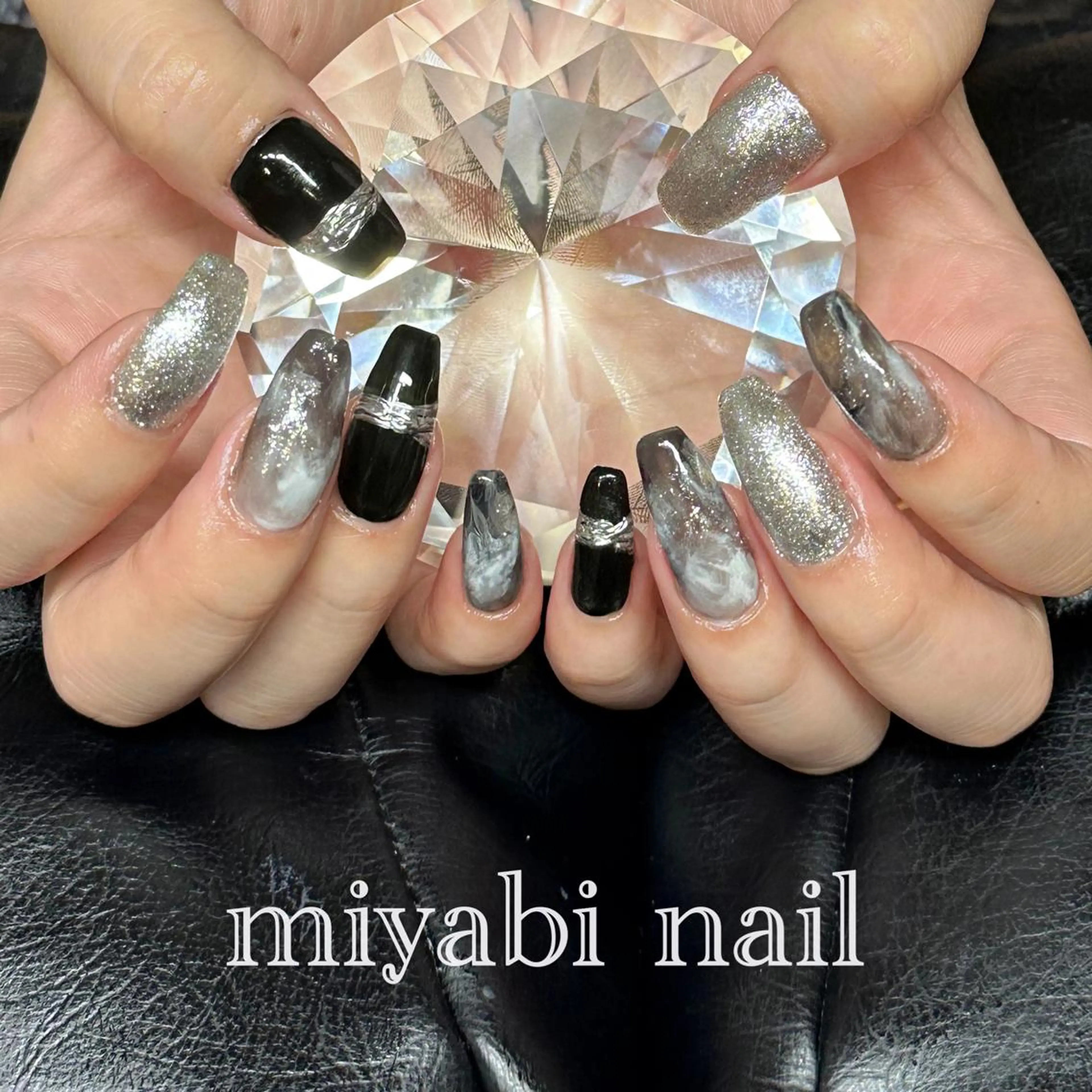 ネイル アートネイル キラキラネイル ラメ(グリッター) ロングネイル 持ち込み ハンドネイル miyabi nail 桂川駅近くのネイルデザイン