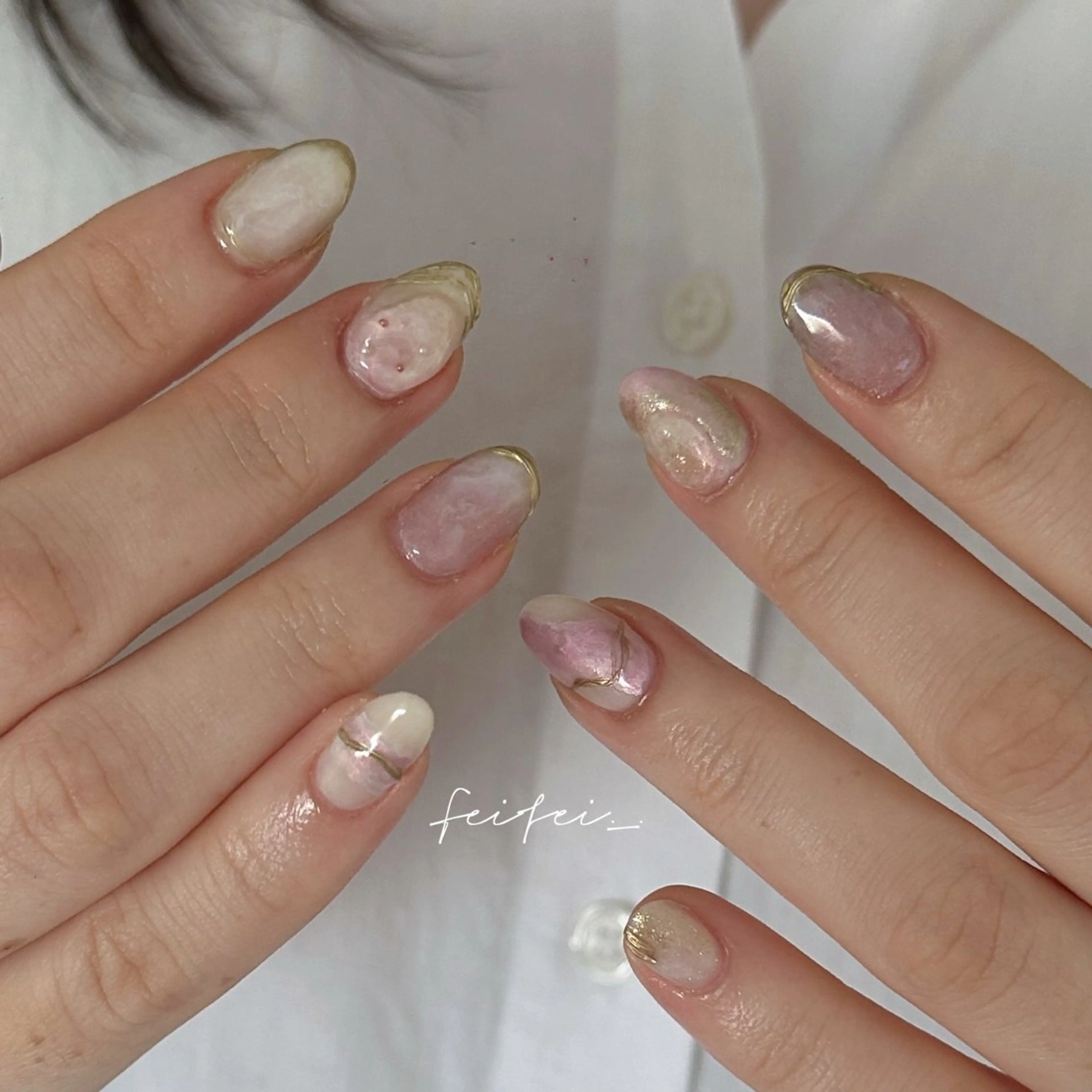 ネイル ハンドネイル 🎀 Hiyubi._.nail 🫧所属・🎀フェイ フェイ🫧💗のネイルデザイン
