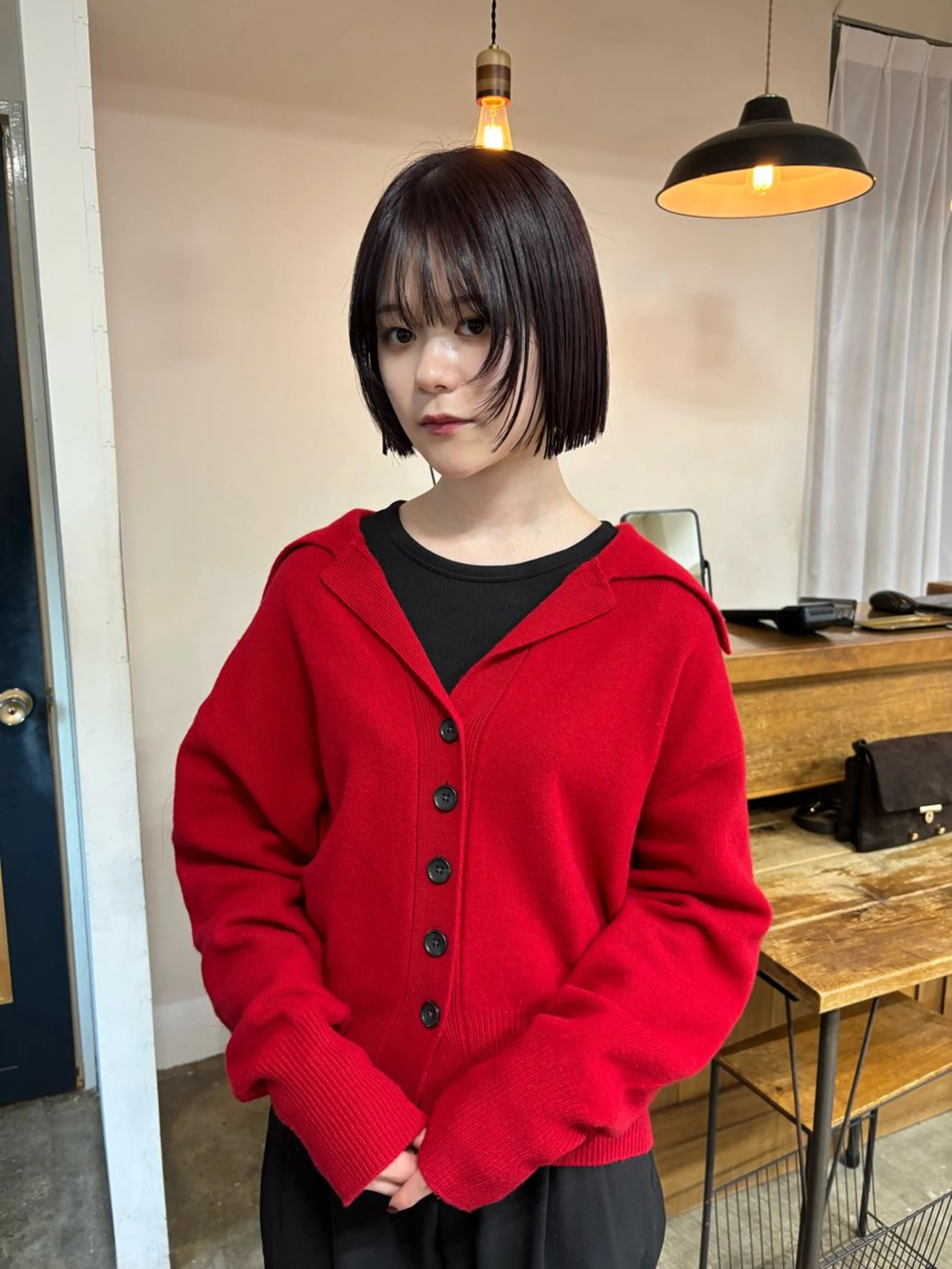 ミディアム カラー カット ヘアカラー トリートメント ボブ&透明感カラー ♡TOMOEのヘアスタイル