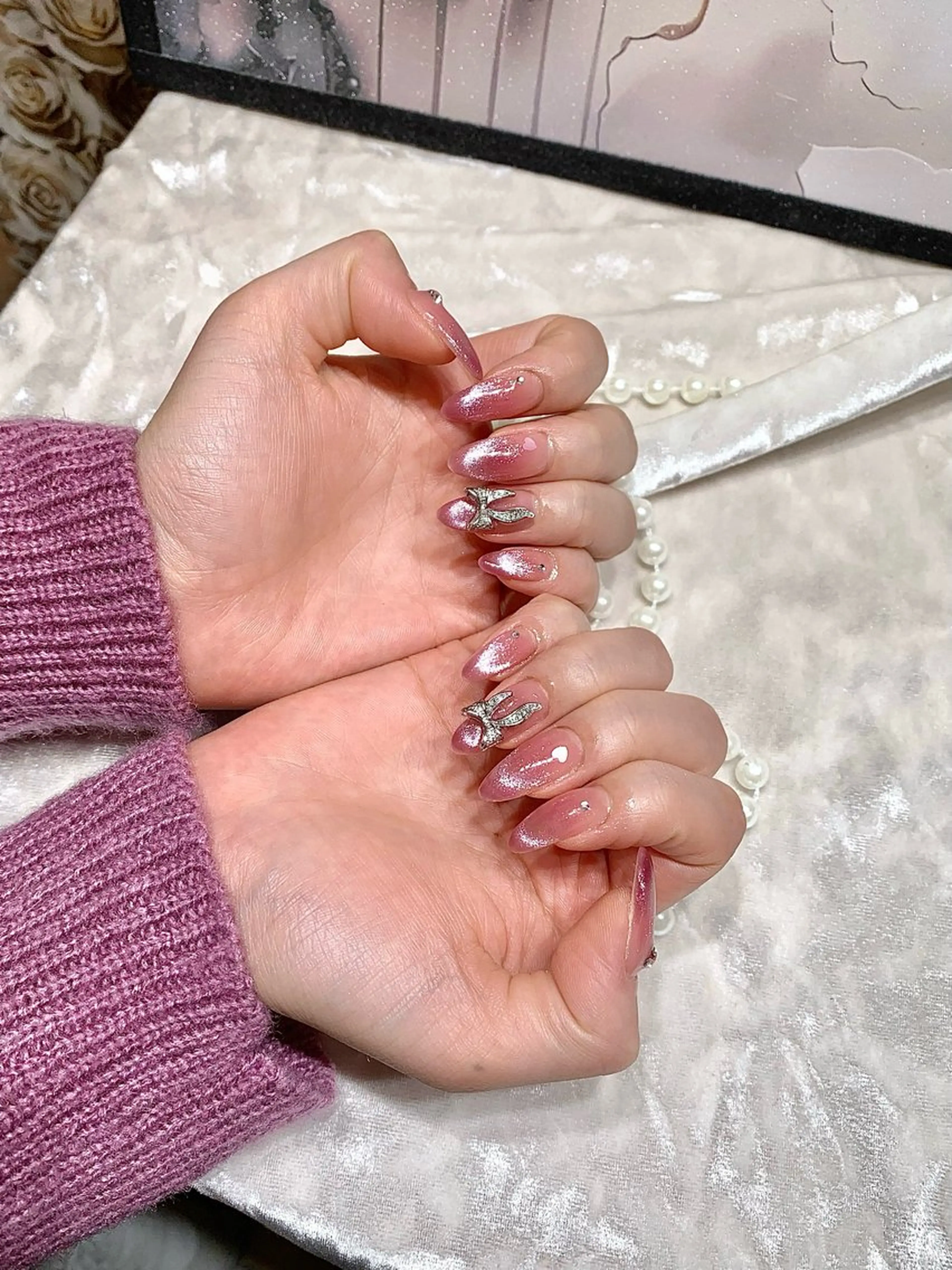 ネイル アートネイル フットネイル ジェルネイル ハート マグネットネイル Babarla Nailのネイルデザイン