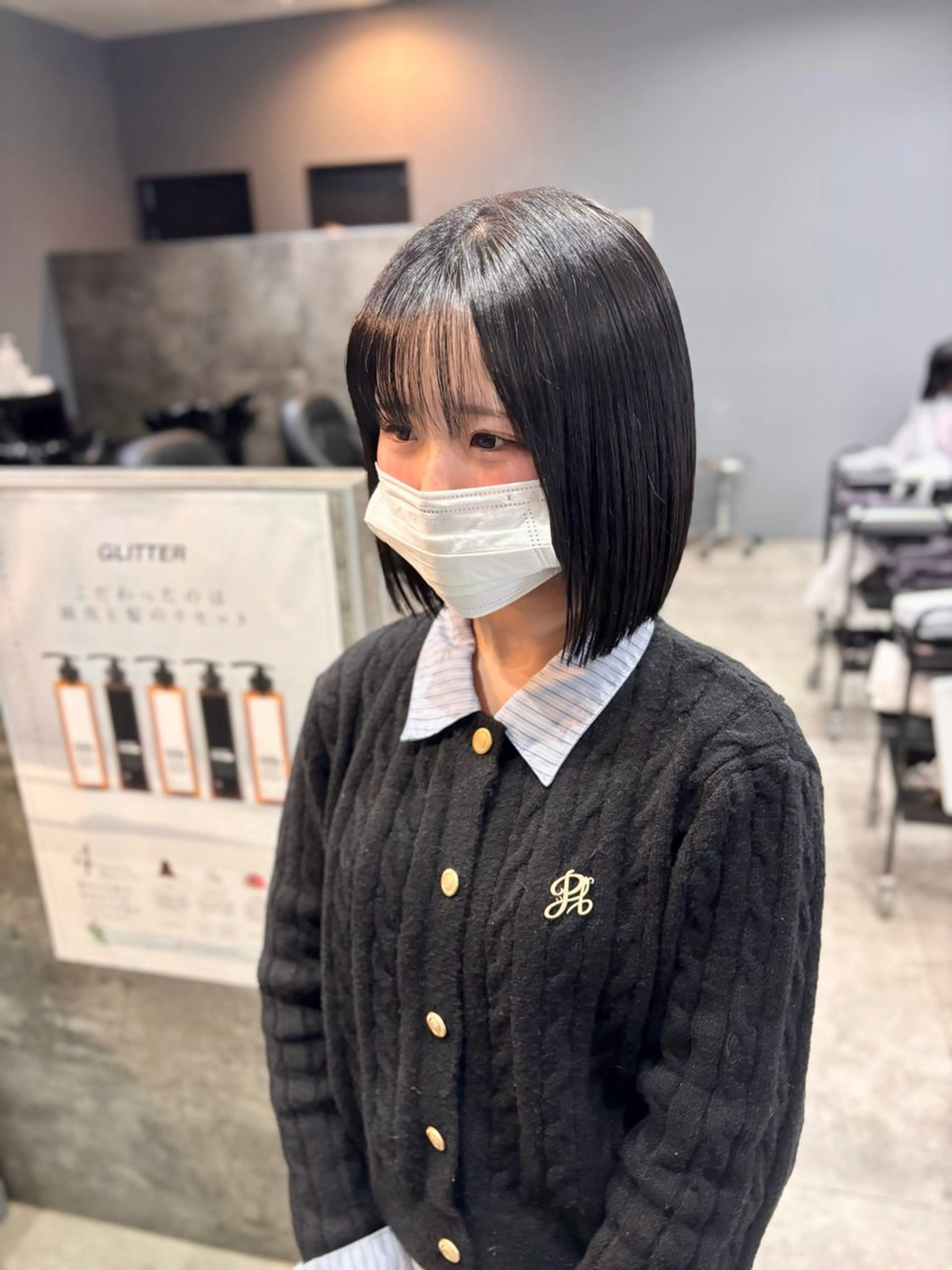 ショート 切りっぱなしボブ ボブ カット 縮毛矯正 ✂︎GLITTER ✂︎東ヶ崎　湧✂︎のヘアスタイル
