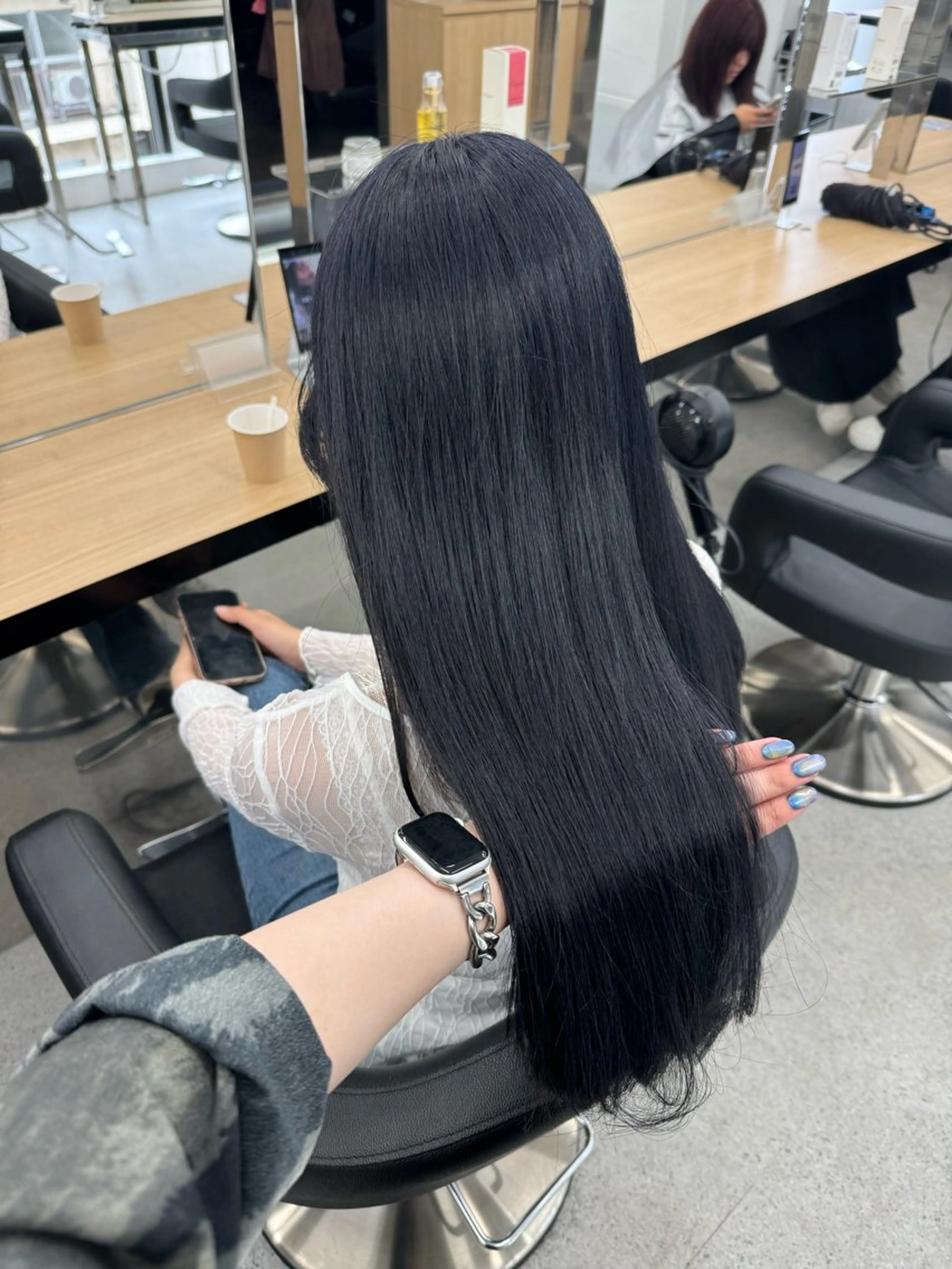 ロング カラー 暗髪🩶ラベンダー/ ブルー/ユウナ🤍のヘアスタイル