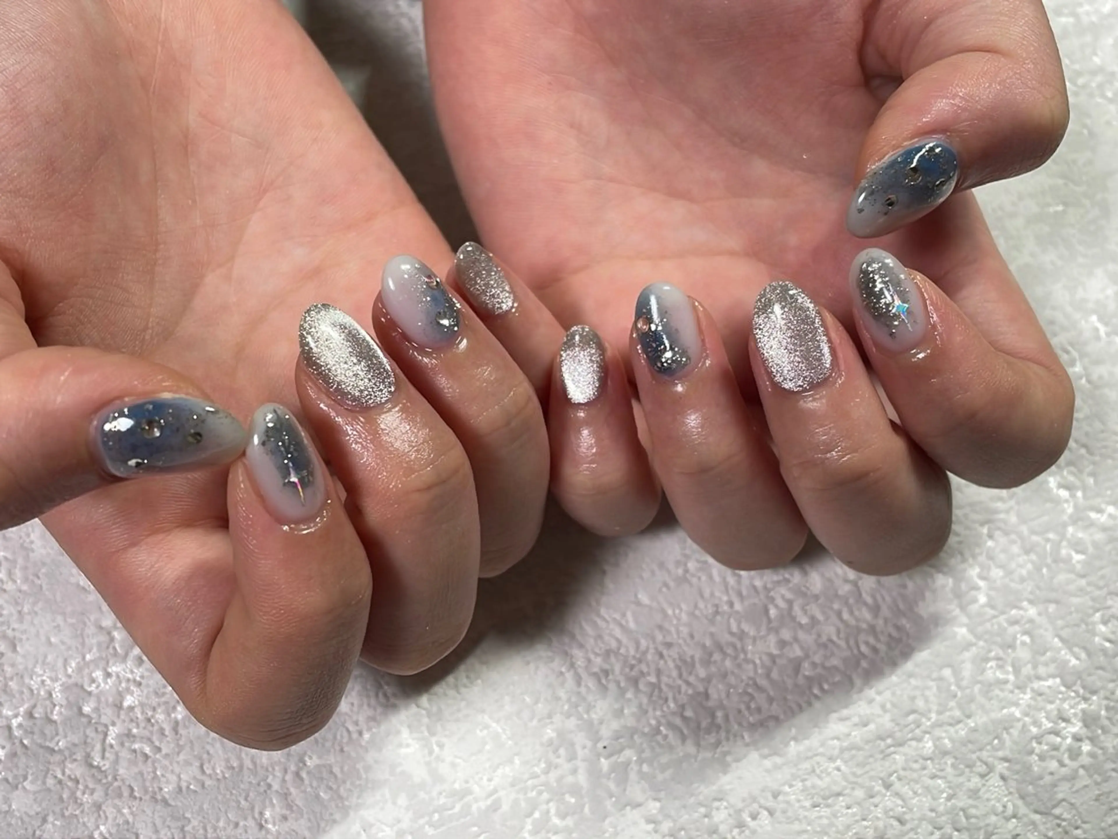 ネイル オーロラネイル フットネイル フレンチネイル ジェルネイル 韓国ネイル ハンドネイル kiki nail 二子玉川のネイルデザイン