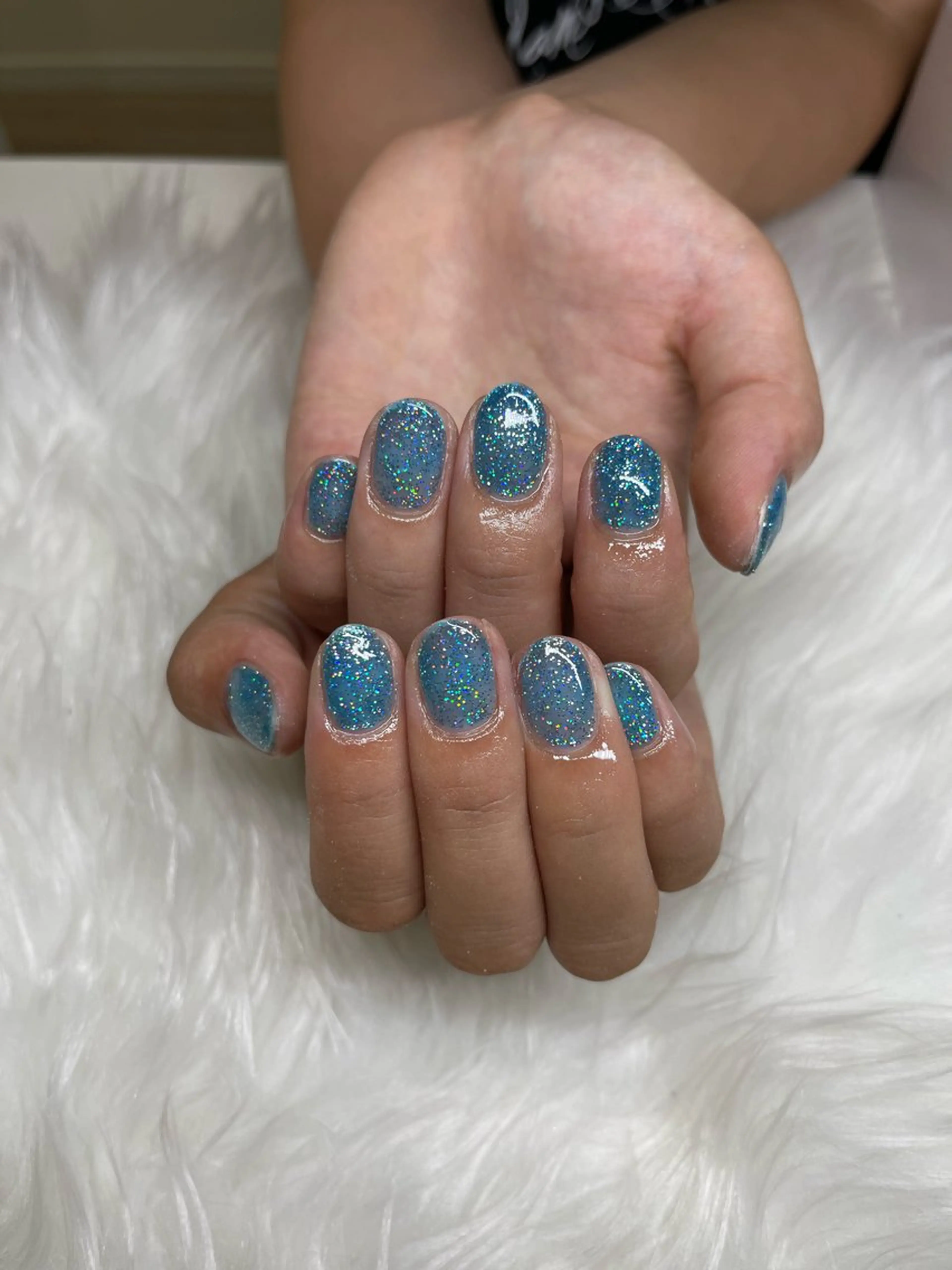 ネイル ブルー ラメ(グリッター) ワンカラーネイル ショートネイル シンプルネイル ハンドネイル 舞 ねいるのネイルデザイン