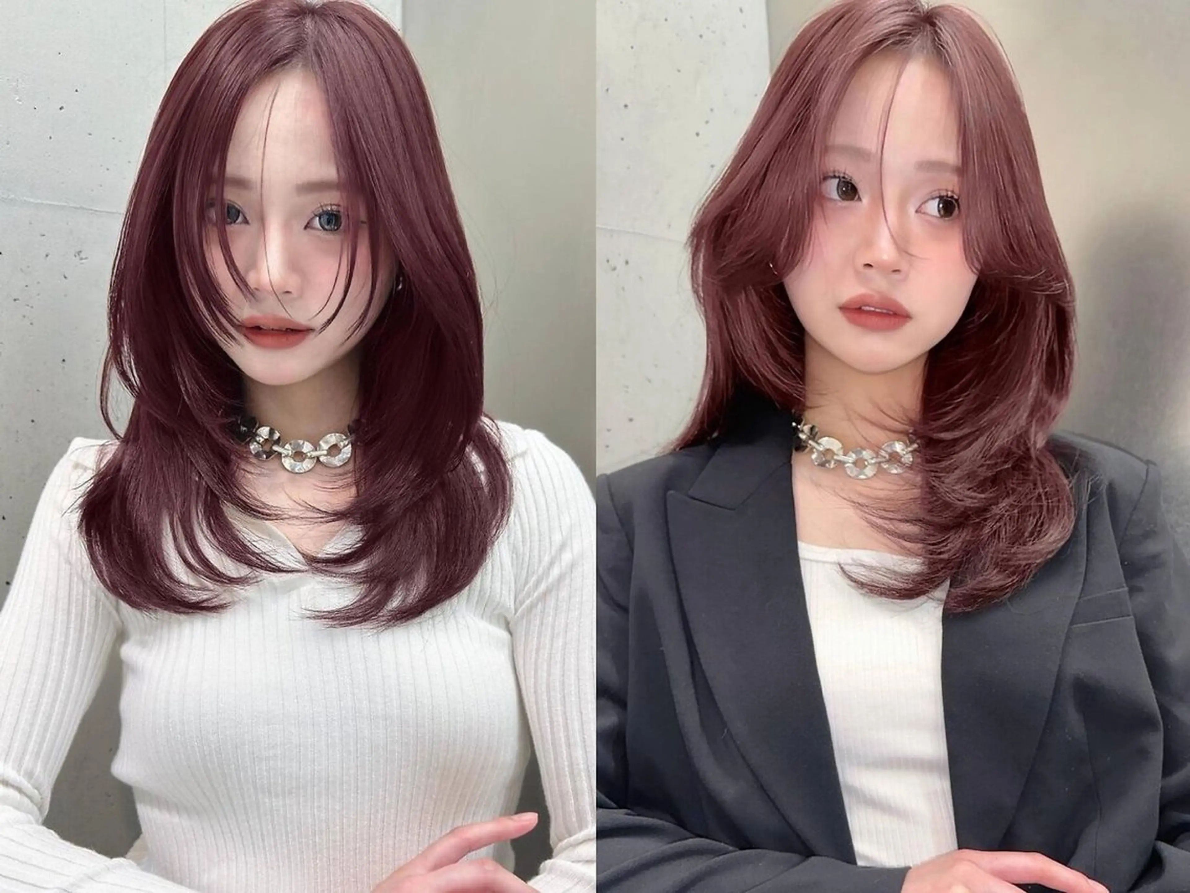 セミロング カラー 韓国透明感/艶カラー saya🧸🍼のヘアスタイル