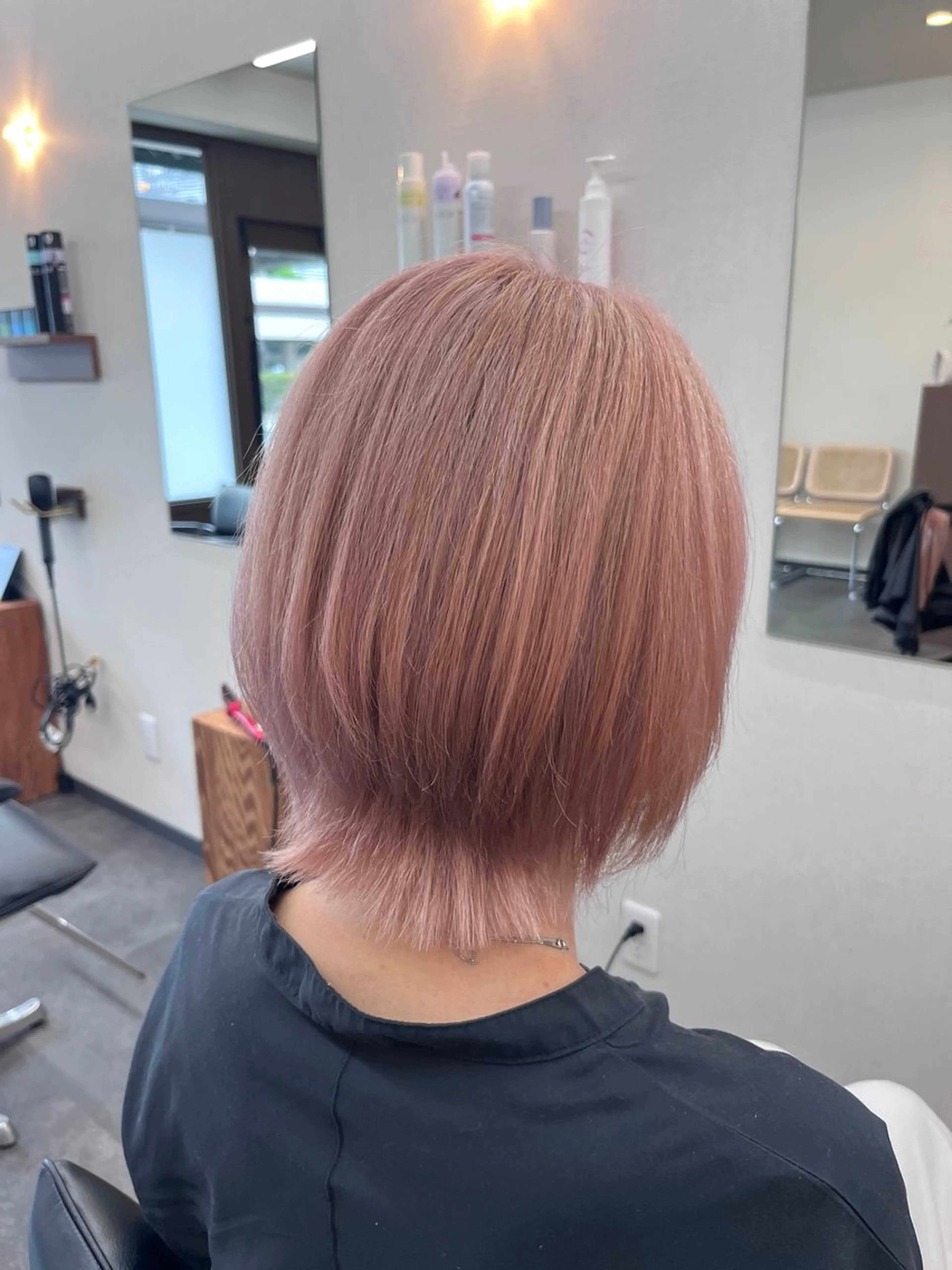 ミディアム カラー ベージュカラー ブリーチ ピンクカラー ピンクベージュ ヘアカラー トリートメント enn.bleach by t.a.g所属・SHUNTA /ブリーチ/レイヤーのヘアスタイル