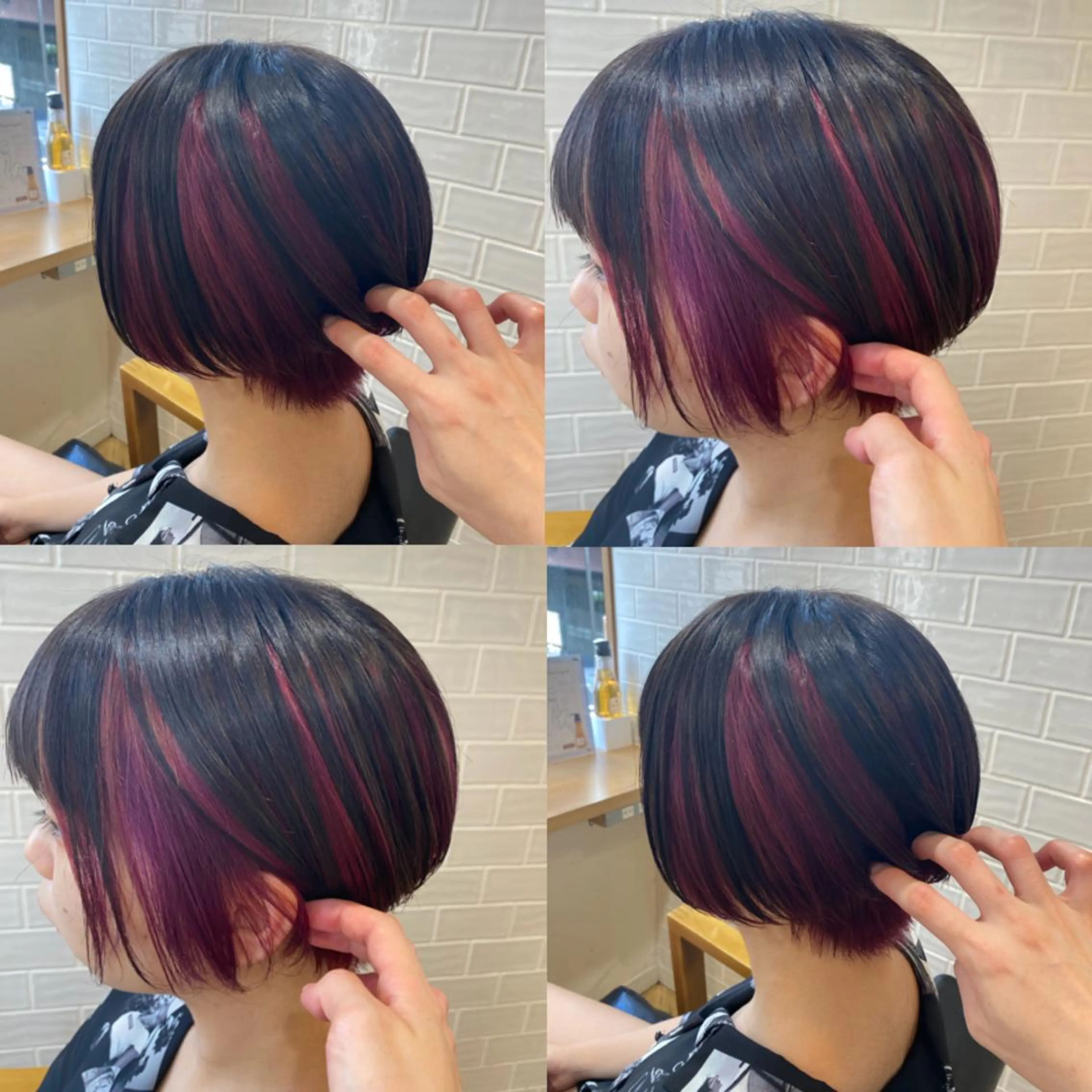 ショート カラー ブリーチ インナーカラー ピンクカラー 艶カラー/韓国顔周り 🎀mamiのヘアスタイル