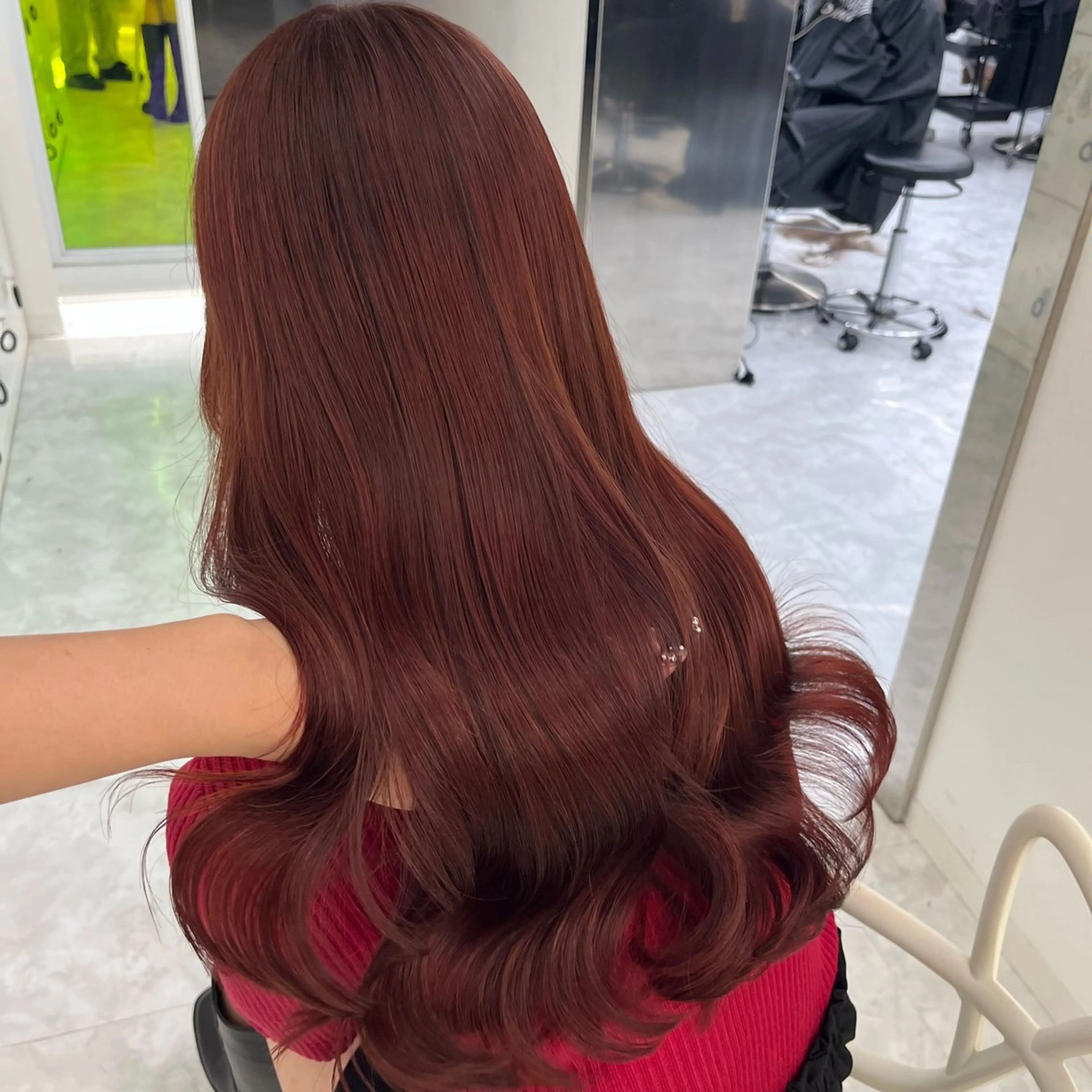 ロング カット ヘアカラー トリートメント ヘアセット 💗韓国暖色ヘア NO.1💗🪽のヘアスタイル