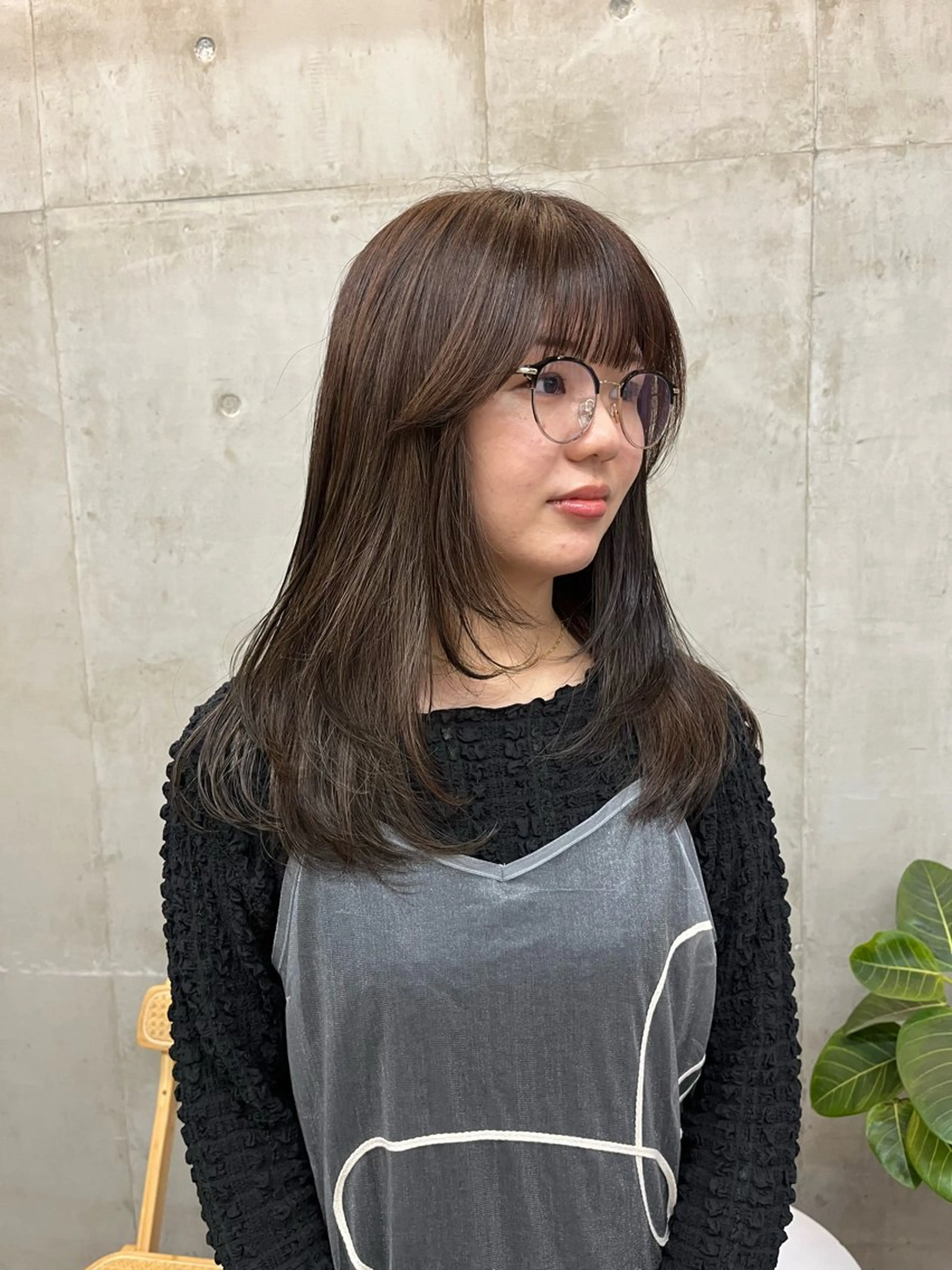 ロング カラー 顔周りカット 韓国風ヘア 似合わせカット カット SALT WATER所属・🫐 𝐌𝐚𝐨 🫐似合わせcutのヘアスタイル