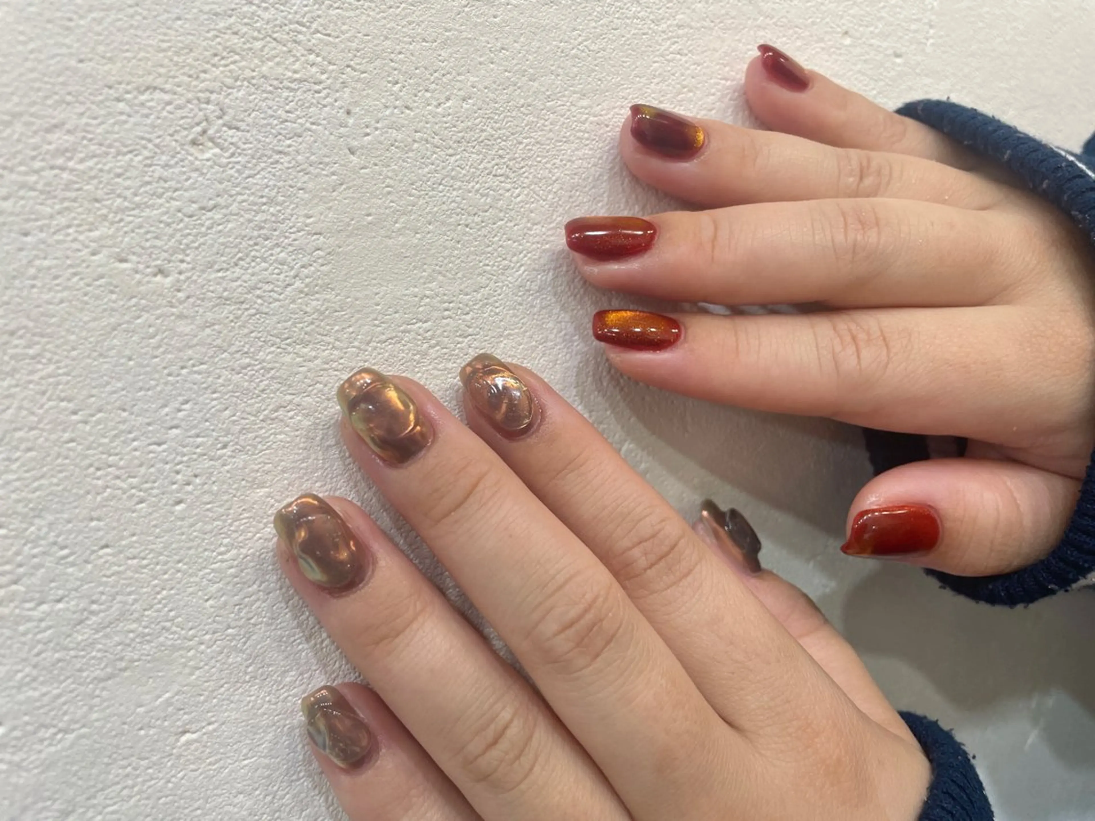 ネイル ジェルネイル グリーン ハート 氷ネイル・うるうるネイル 韓国ネイル ハンドネイル 園田 ソノダのネイルデザイン