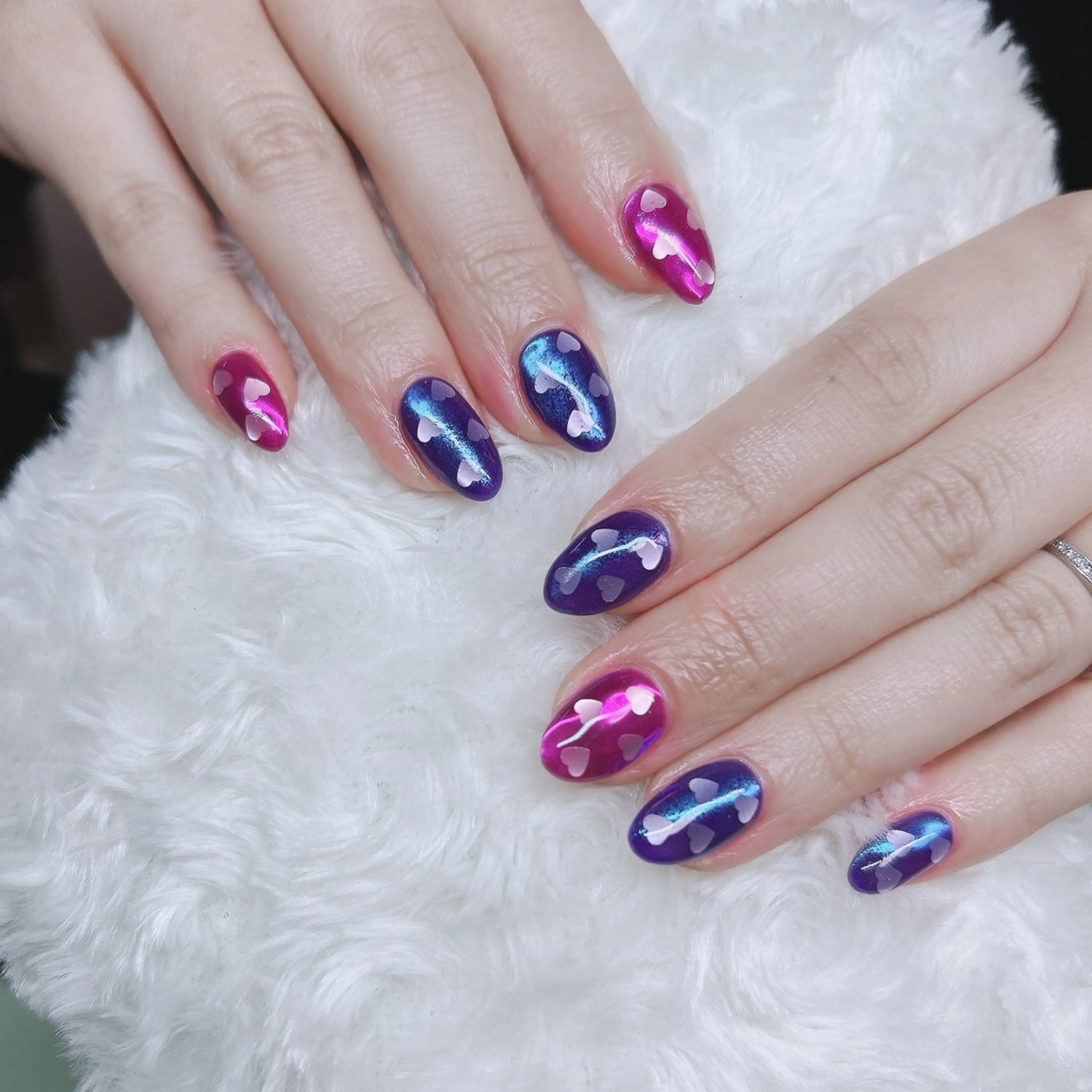 ネイル ハート ミラーネイル バレンタイン Nail salon  Stella所属・Nail salon Stellaのネイルデザイン
