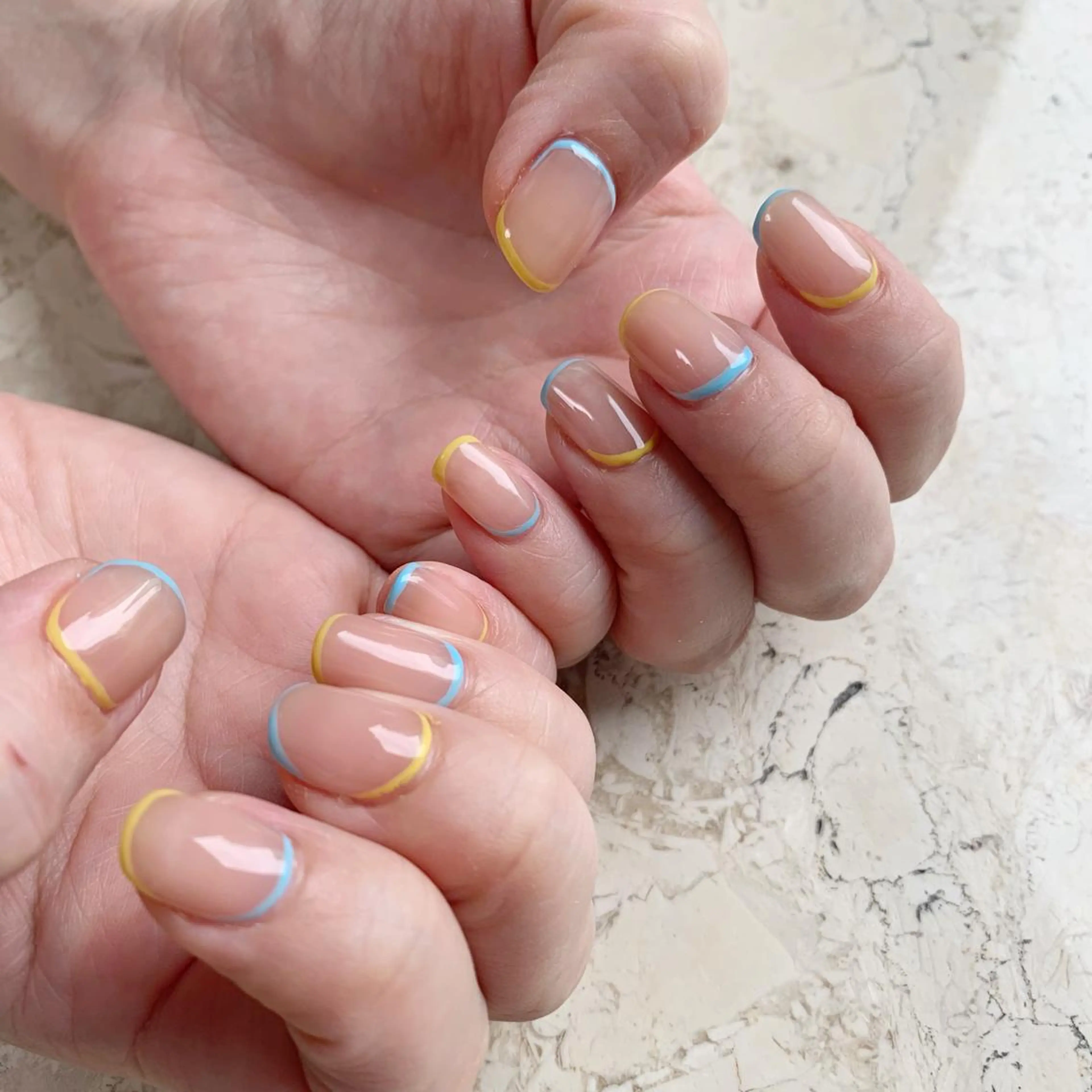 ネイル フレンチネイル ジェルネイル パラジェル 春ネイル 夏ネイル ハンドネイル フットネイル nail salon mieux(ミュー)のネイルデザイン
