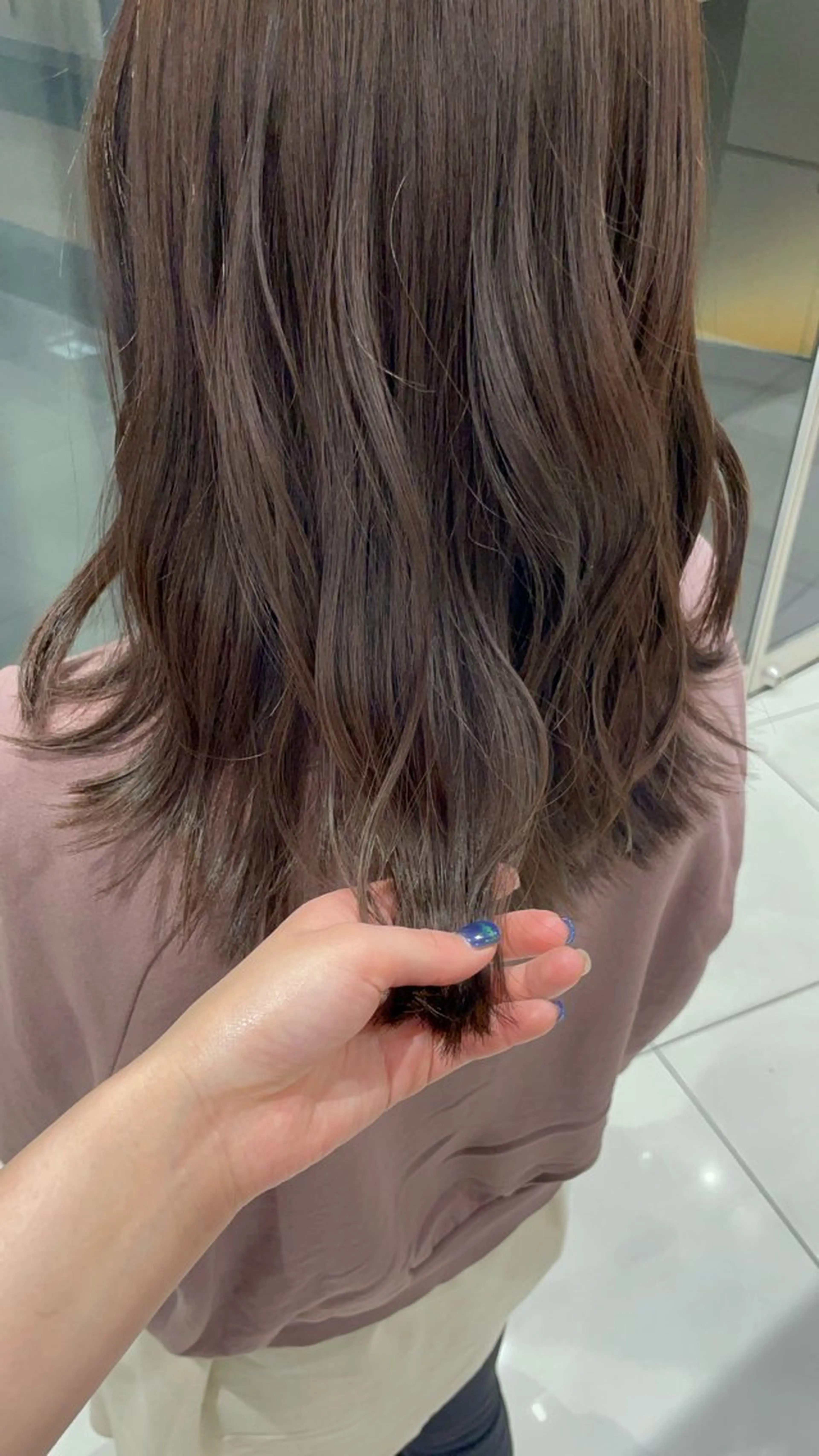 セミロング カラー ブラウンカラー カット ヘアカラー クロスパーマ/うる艶 カラー/Kurumiのヘアスタイル