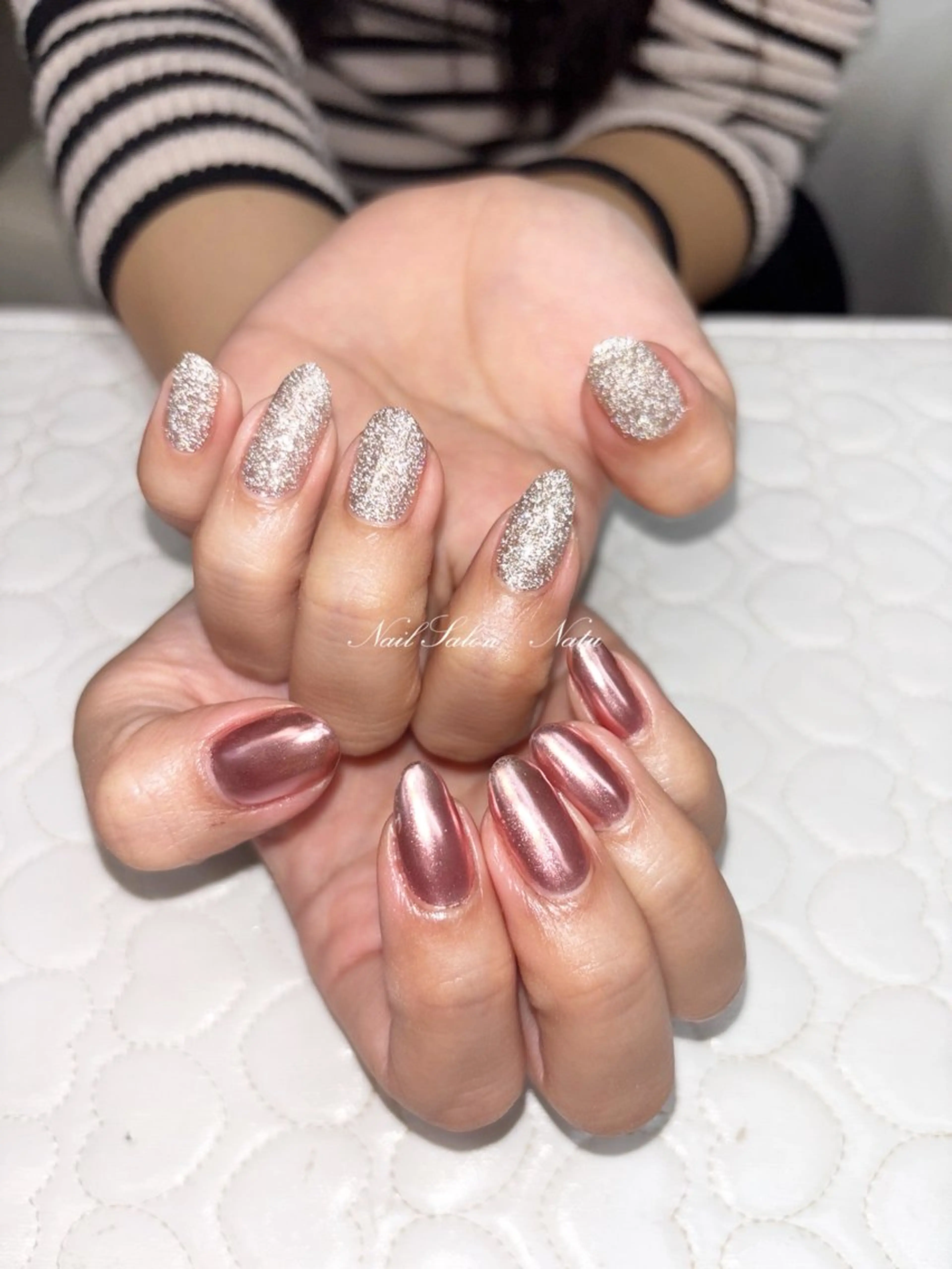 ネイル 長さ出し フラッシュネイル ミラーネイル nailsalon Natuのネイルデザイン