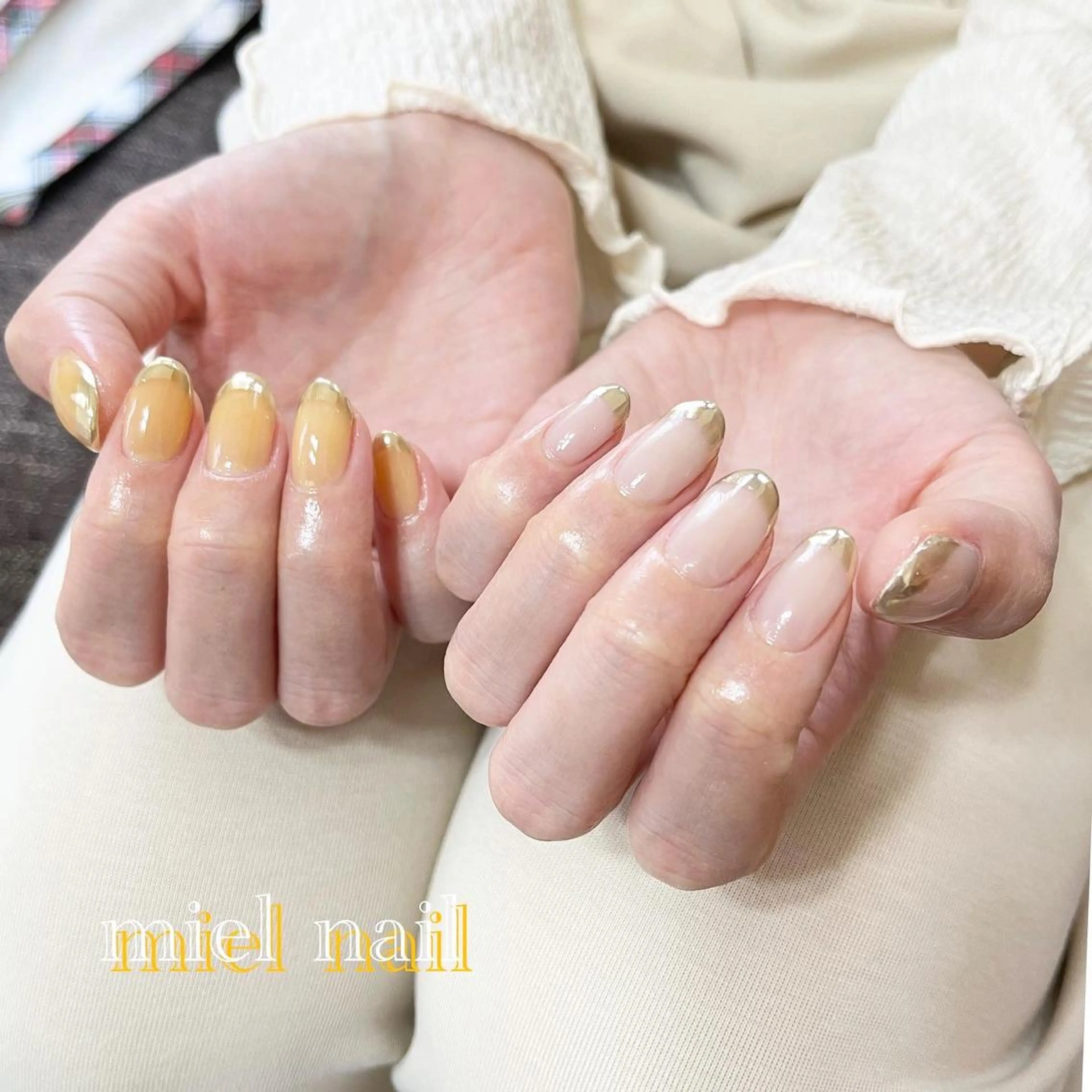 ネイル クリアネイル フレンチネイル ミラーネイル miel nailのネイルデザイン
