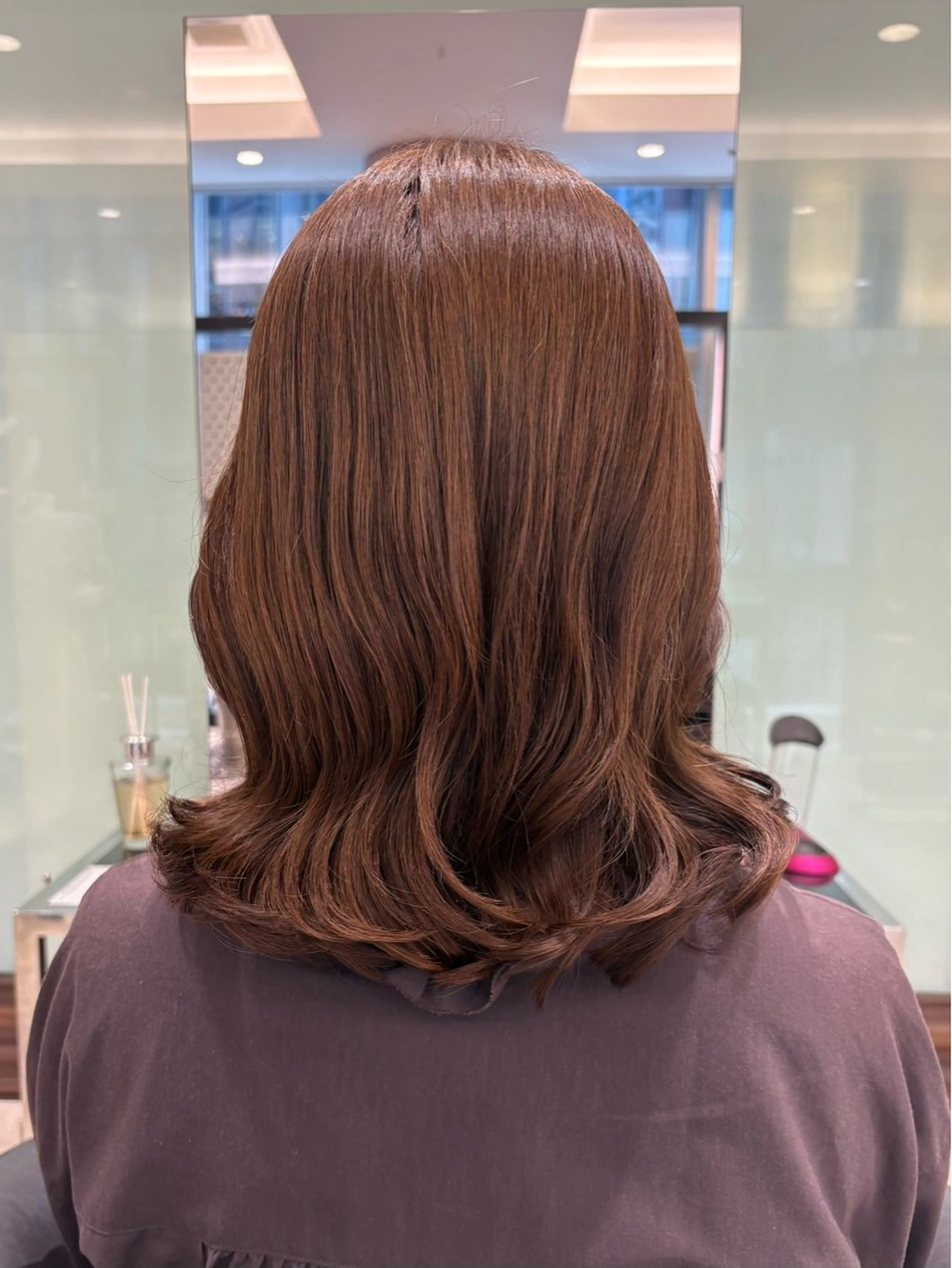 ミディアム パーマ カット パーマ 垢抜けヘア 韓国ヘア銀座近下菜央のヘアスタイル