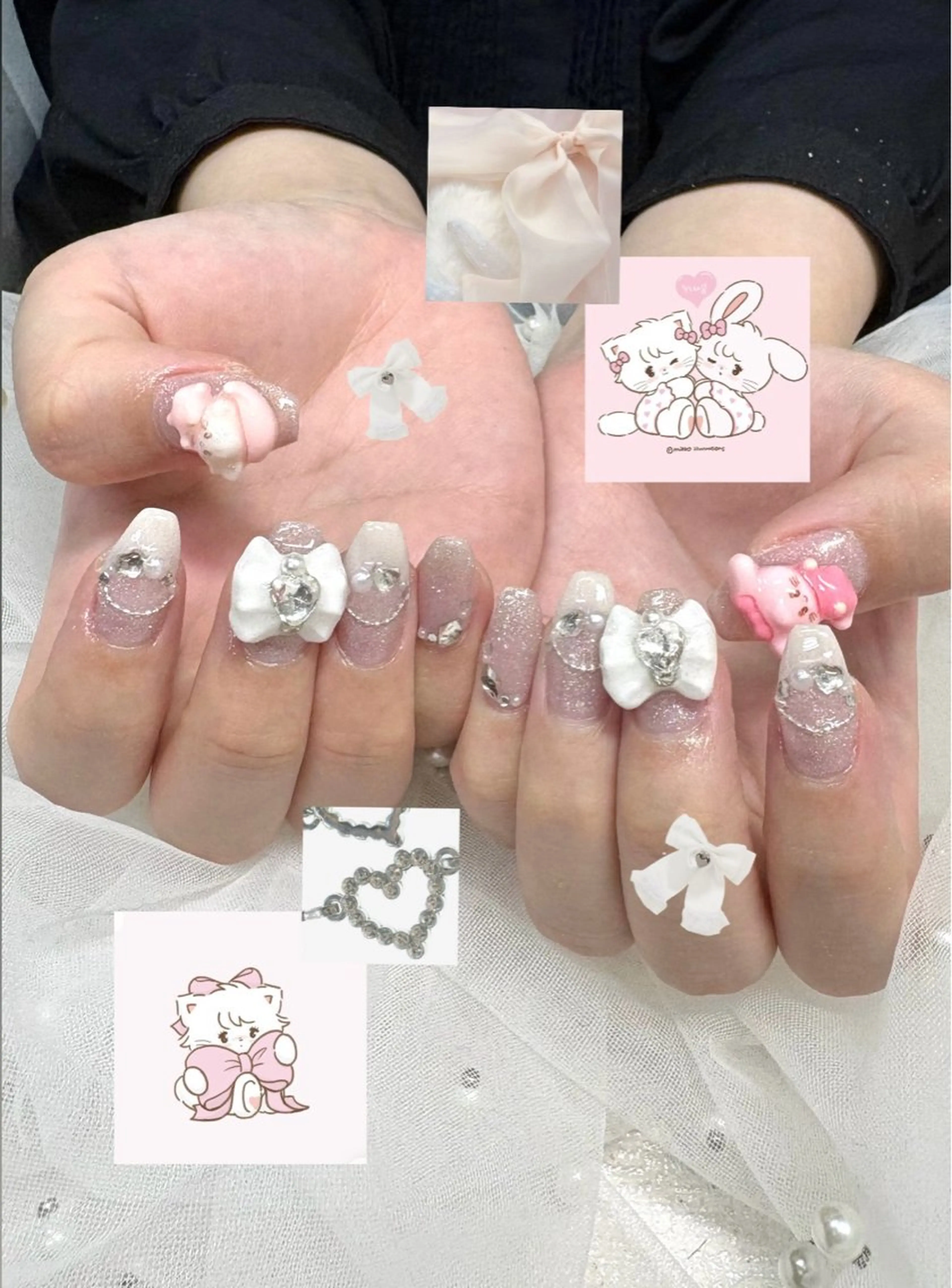 ネイル アートネイル フレンチネイル 持ち込み リボン ハンドネイル フットネイル Nailsalon mui.所属・中家 亜紗子のネイルデザイン
