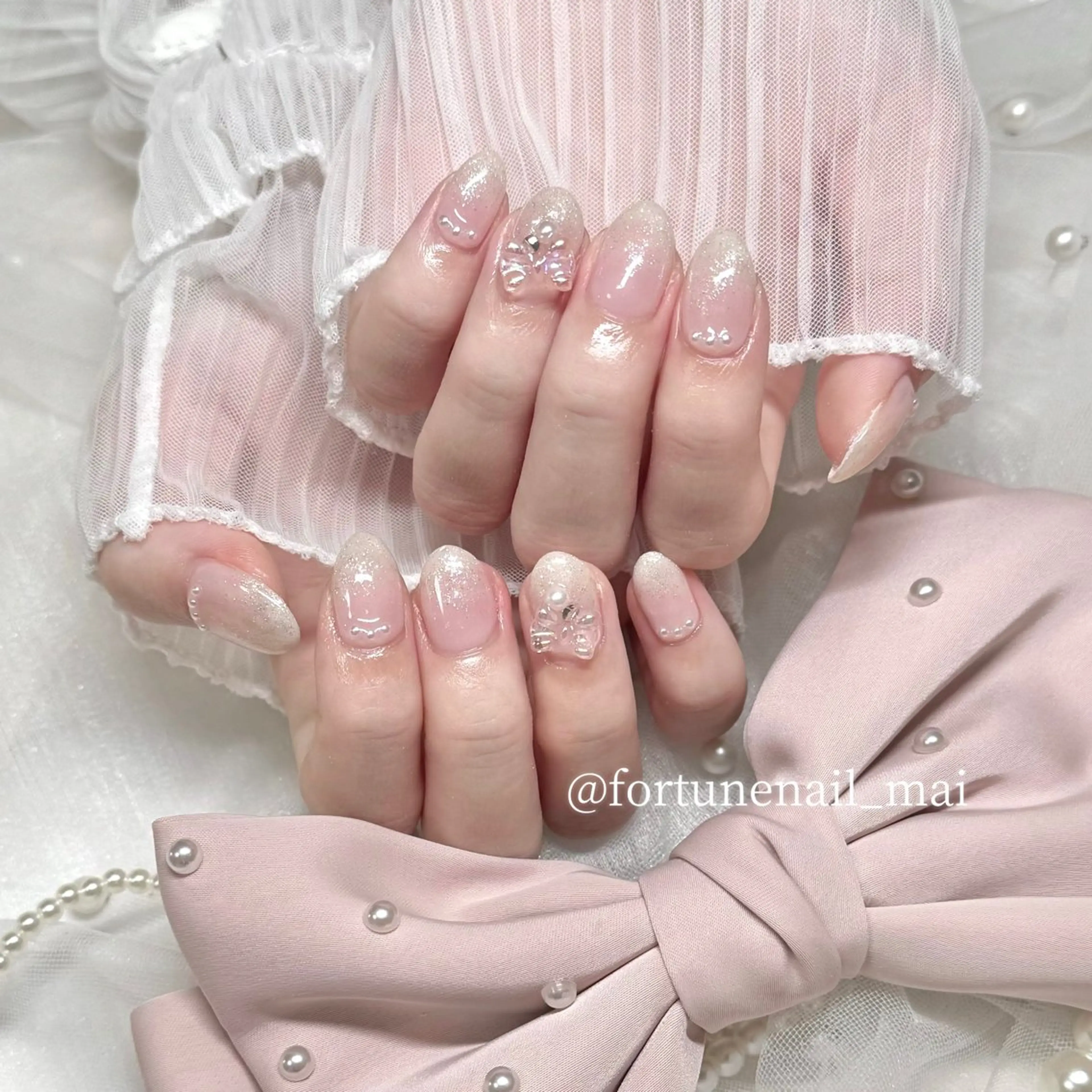 ネイル ガーリー ハンドネイル 🎀Mai 🎀最短1/12🈳のネイルデザイン