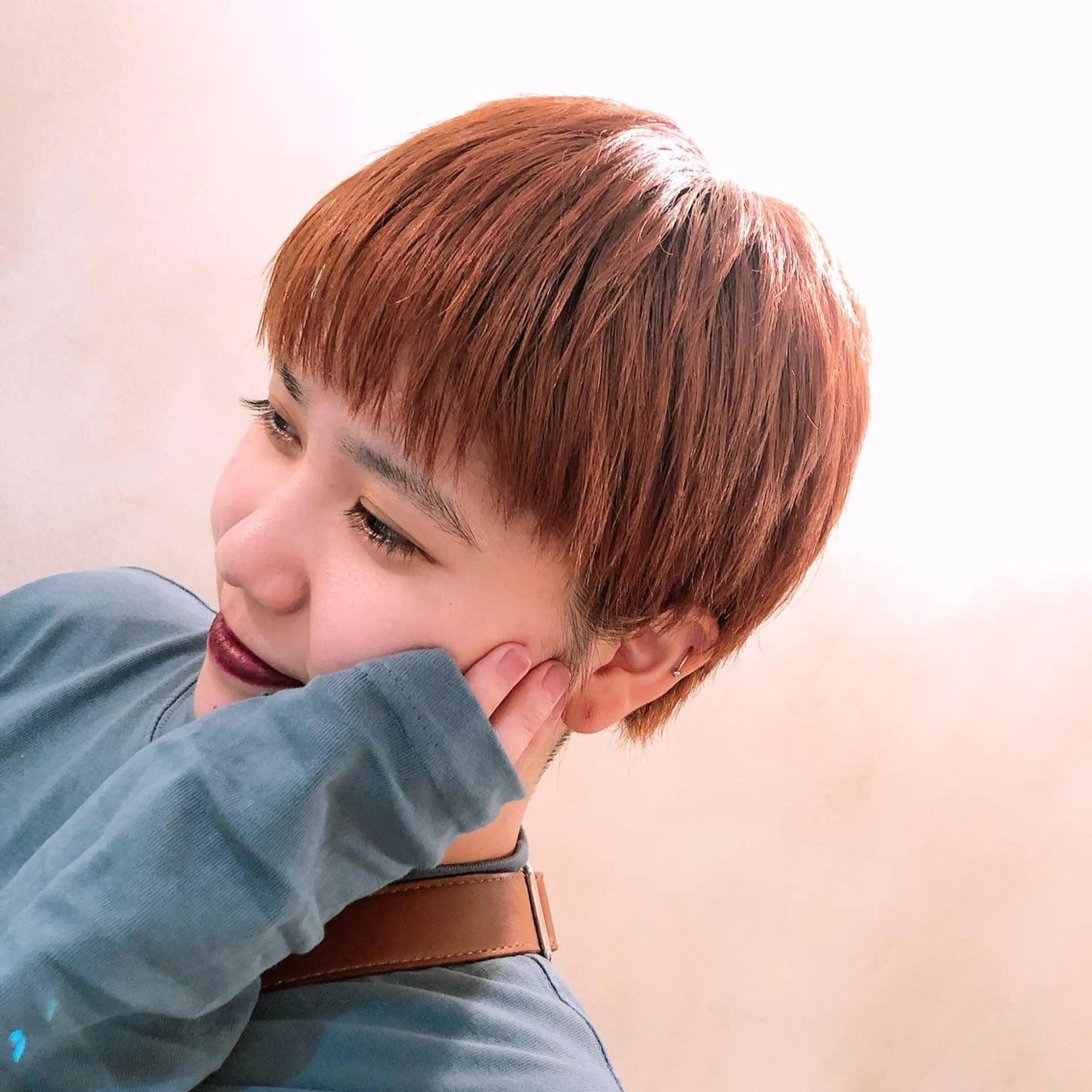 カラー ベージュカラー ブリーチ オレンジ オレンジベージュ ショート/パーマ/ カラー/FUKOのヘアスタイル