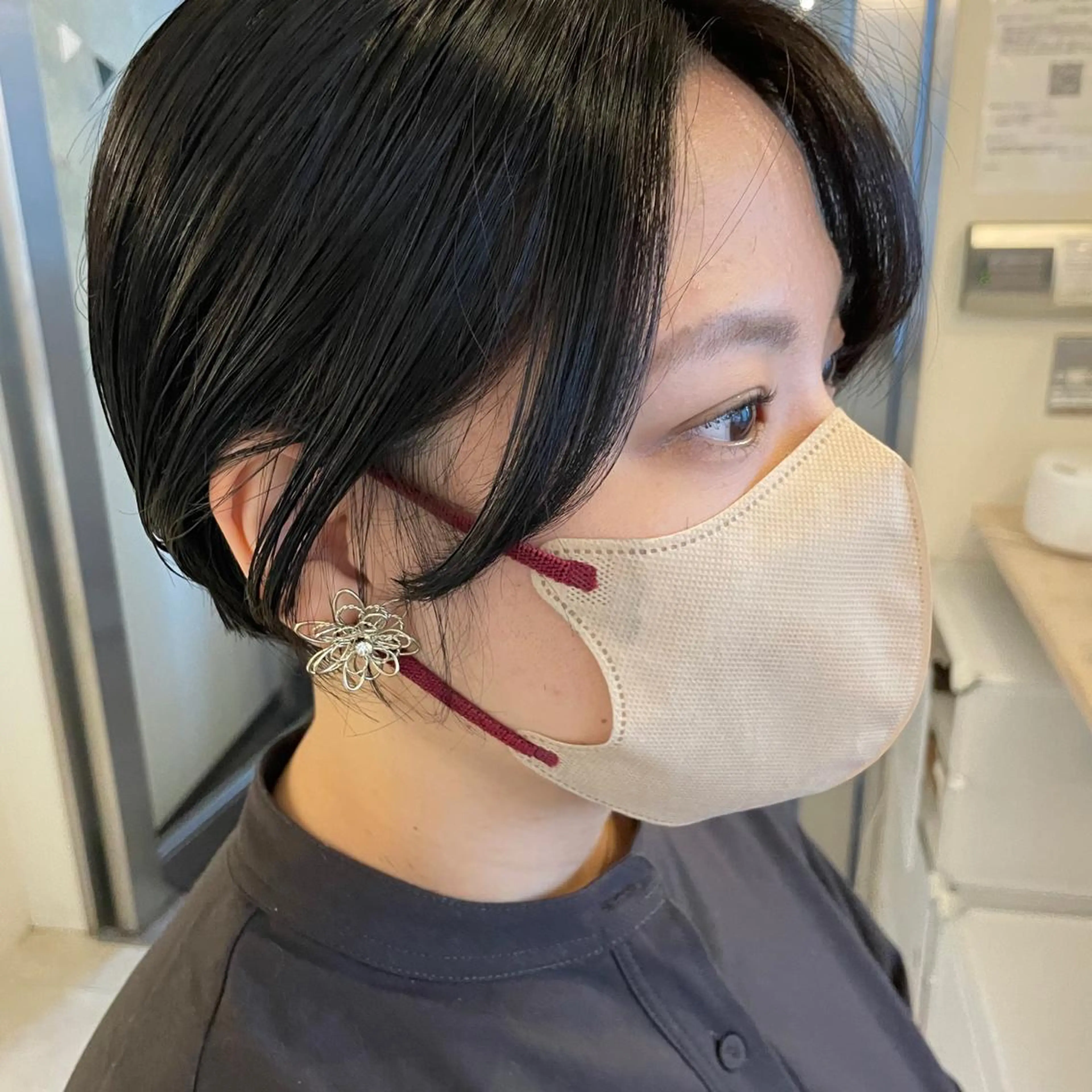 ショート カラー ブルーカラー ブルーグレー ブルーグレージュ グレージュ ヘアカラー トリートメント ボブウルフ／ボブ Satsuki【名駅のヘアスタイル