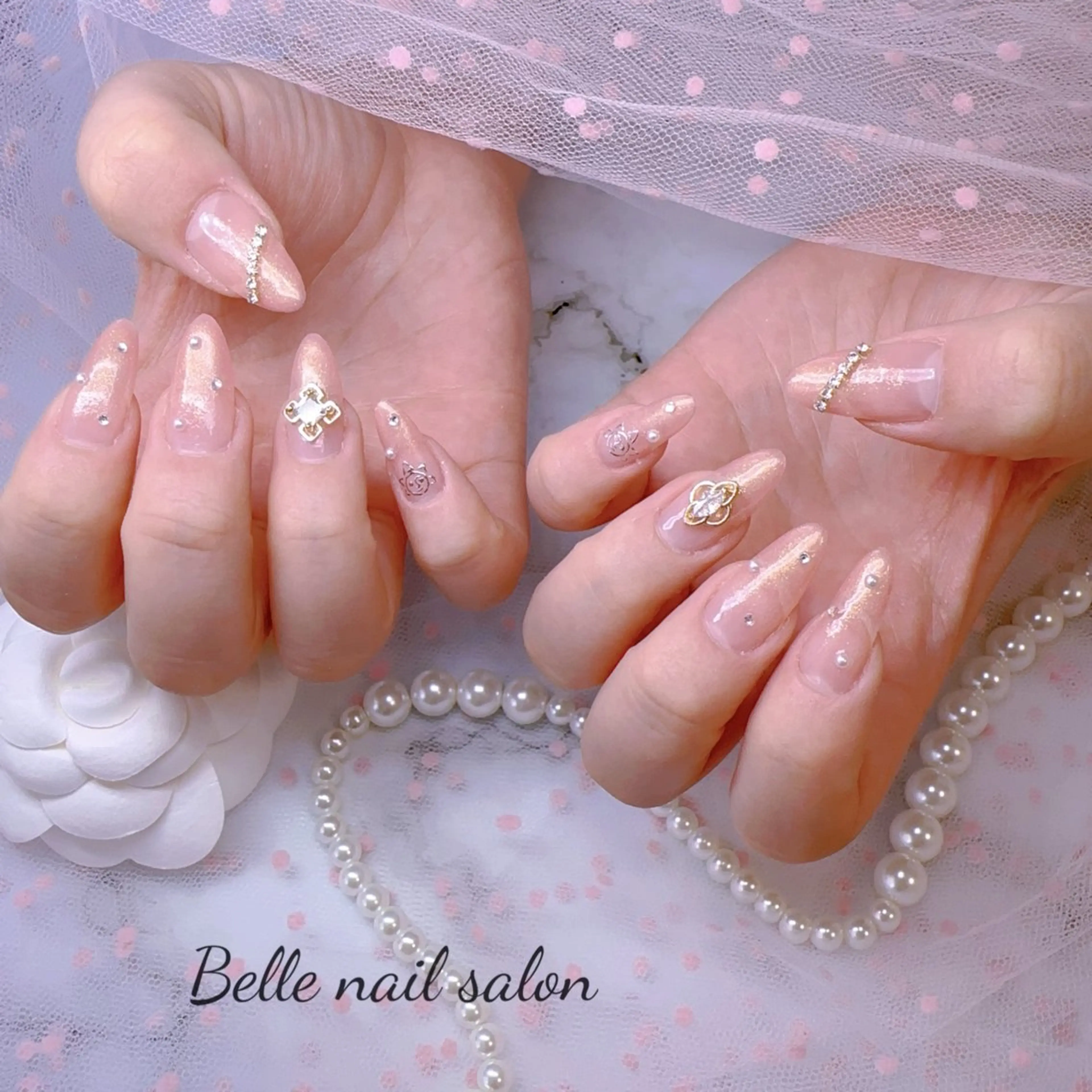 ネイル オーロラネイル 長さ出し フットネイル 韓国ネイル ラメ(グリッター) ハンドネイル Belle nail salon 新小岩のネイルデザイン