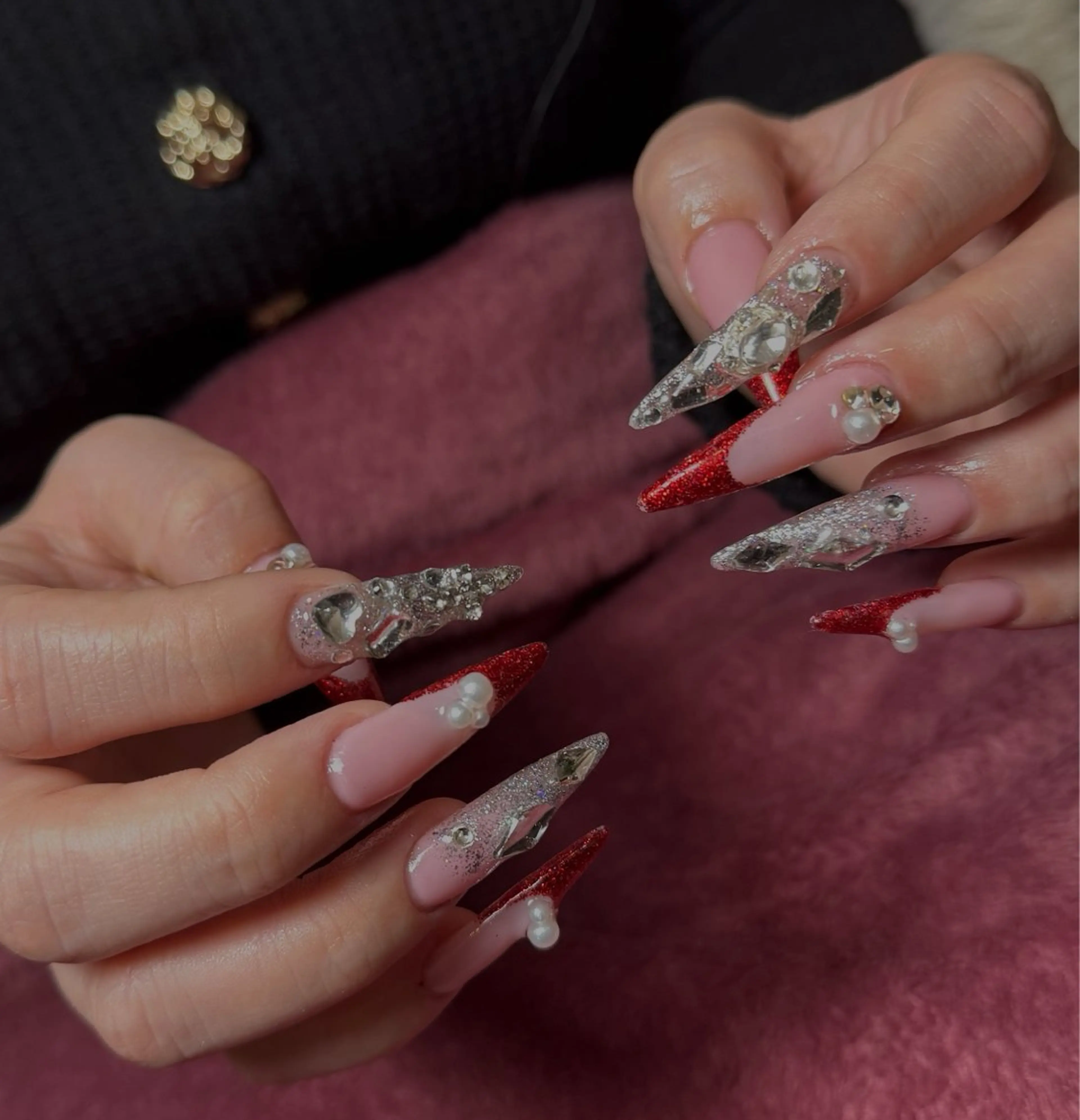 ネイル 長さ出し フラッシュネイル ジェルネイル メンズネイル ピンク ハンドネイル マイムネイル所属・MIMnail メンズネイリストのネイルデザイン