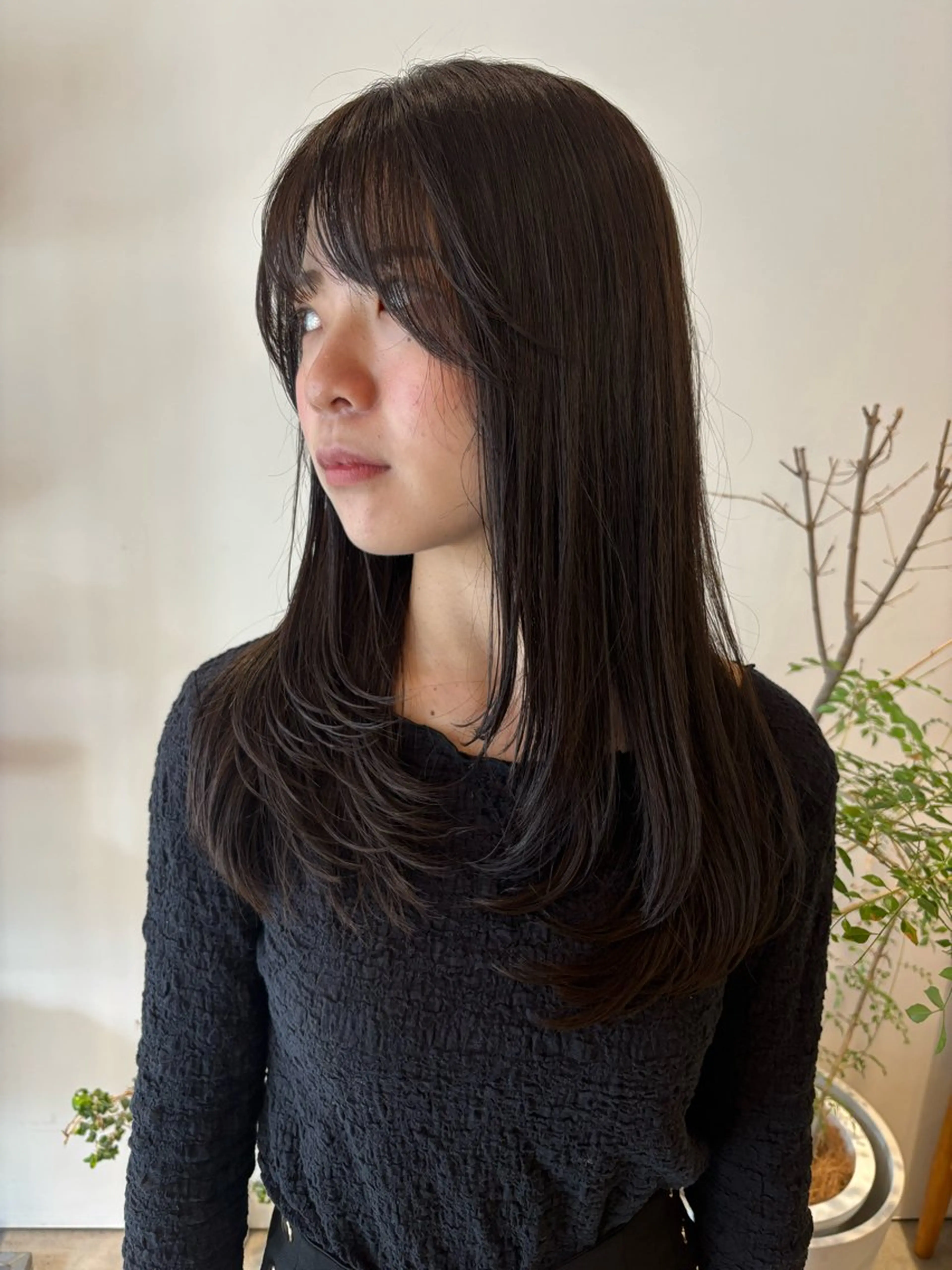 セミロング カラー ダークグレー ダークグレージュ グレージュ レイヤーカット カット ヘアカラー 透明感カラー/ レイヤーkotonoのヘアスタイル