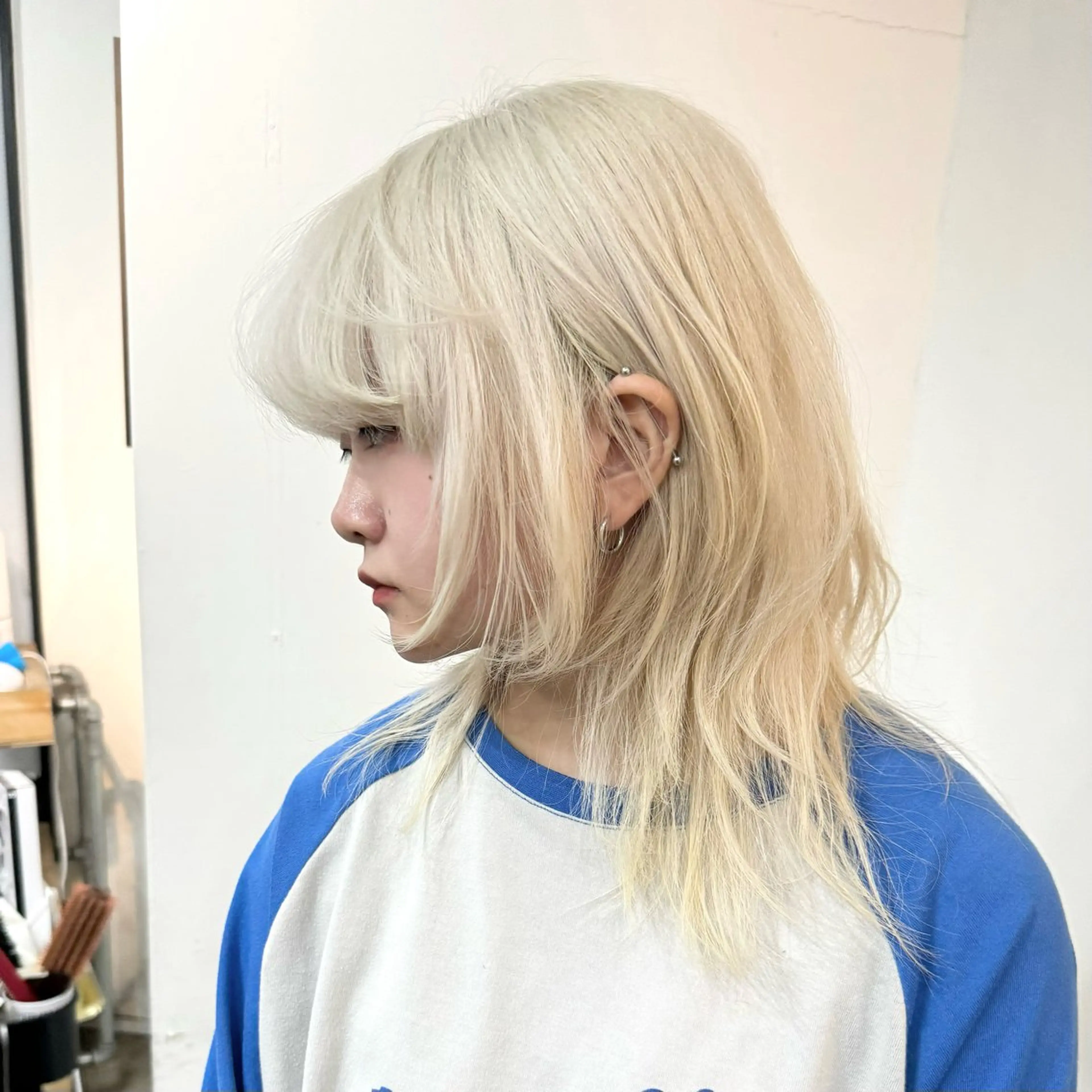 カラー ブリーチ ブロンド ハイトーンカラー ピンクカラー ホワイトピンク 透明感ワンカラー梅田 ダブルカラー/川上のヘアスタイル