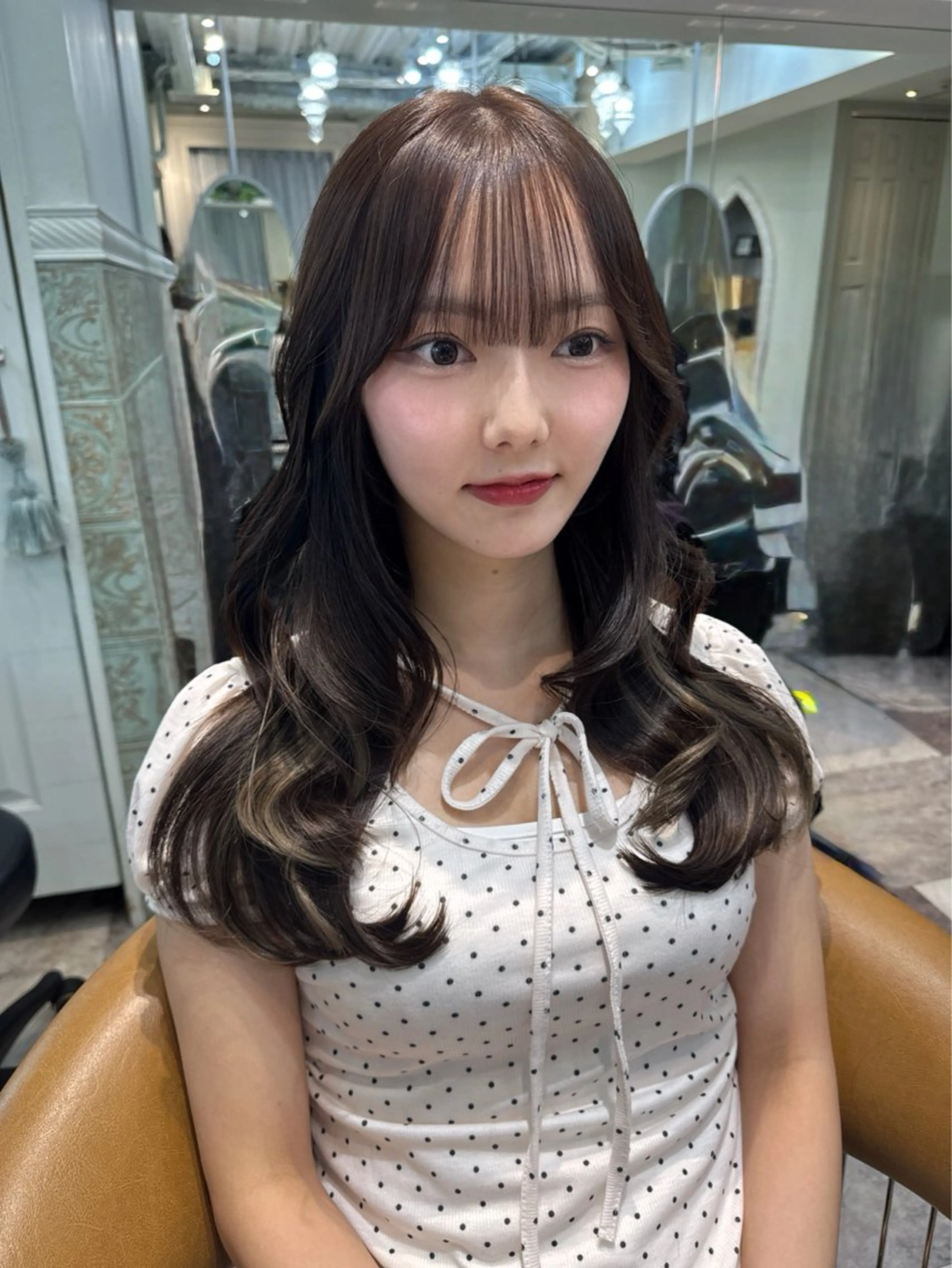 セミロング カラー カット ヘアカラー トリートメント 木屋元一/透明感 /前髪/韓国ヘアのヘアスタイル