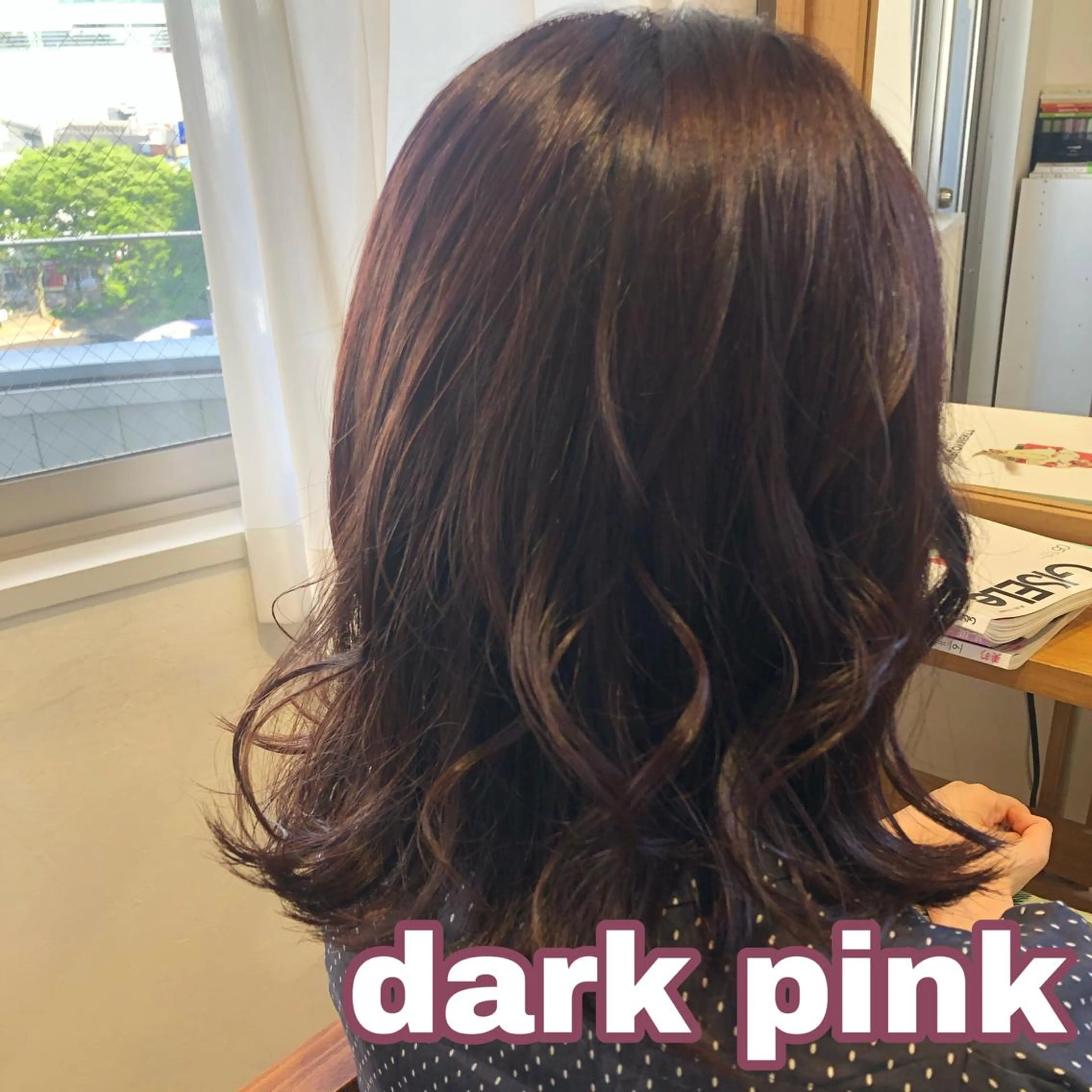 ミディアム カラー ピンクカラー なつき/艶ピンク/ girly hairのヘアスタイル