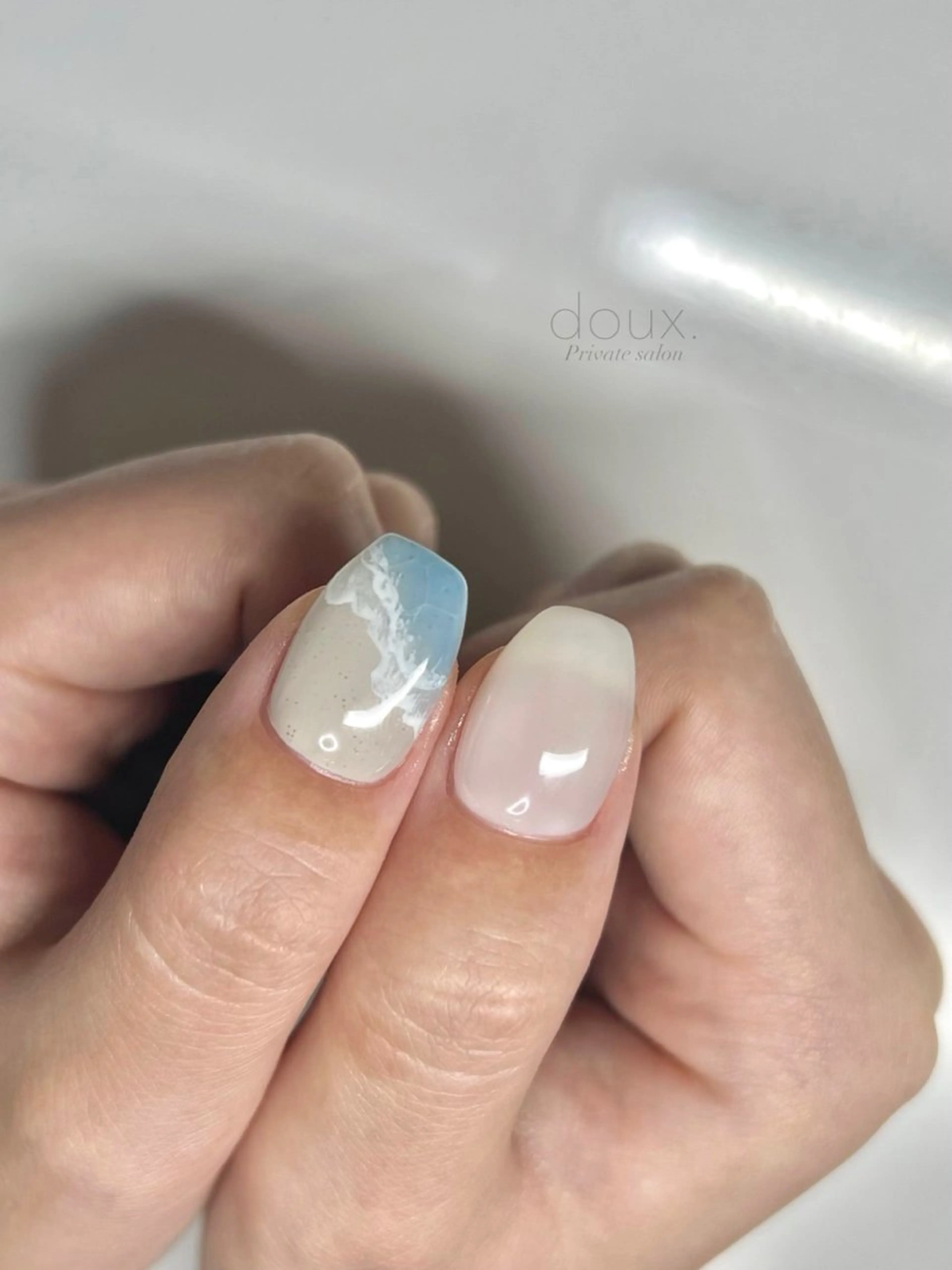 ネイル 韓国ネイル ニュアンスネイル 夏ネイル ハンドネイル doux. nailのネイルデザイン