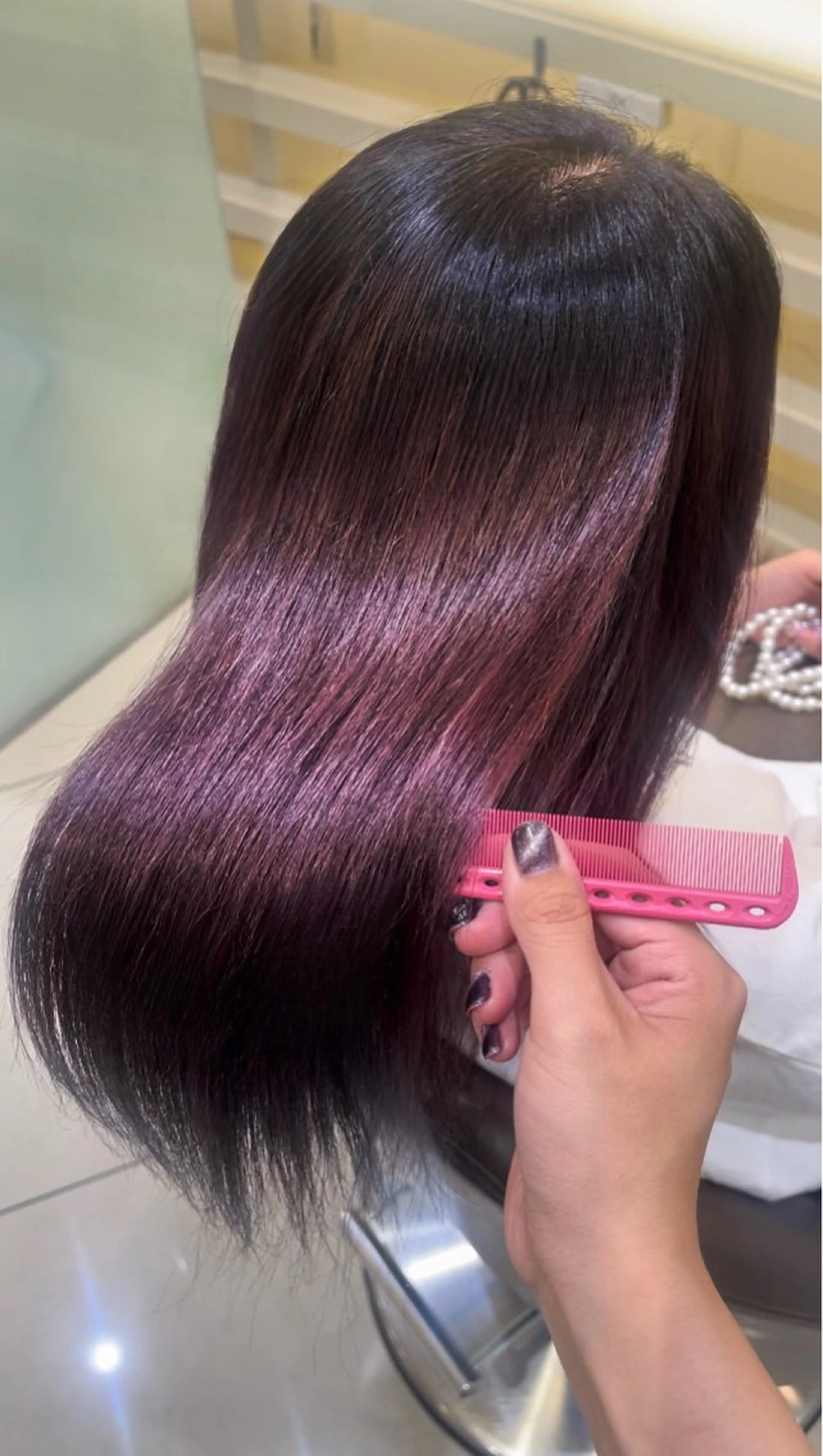ロング カラー ラベンダーカラー トリートメント 💖大人韓国ヘア💖 韓国艶カラー【銀座】のヘアスタイル